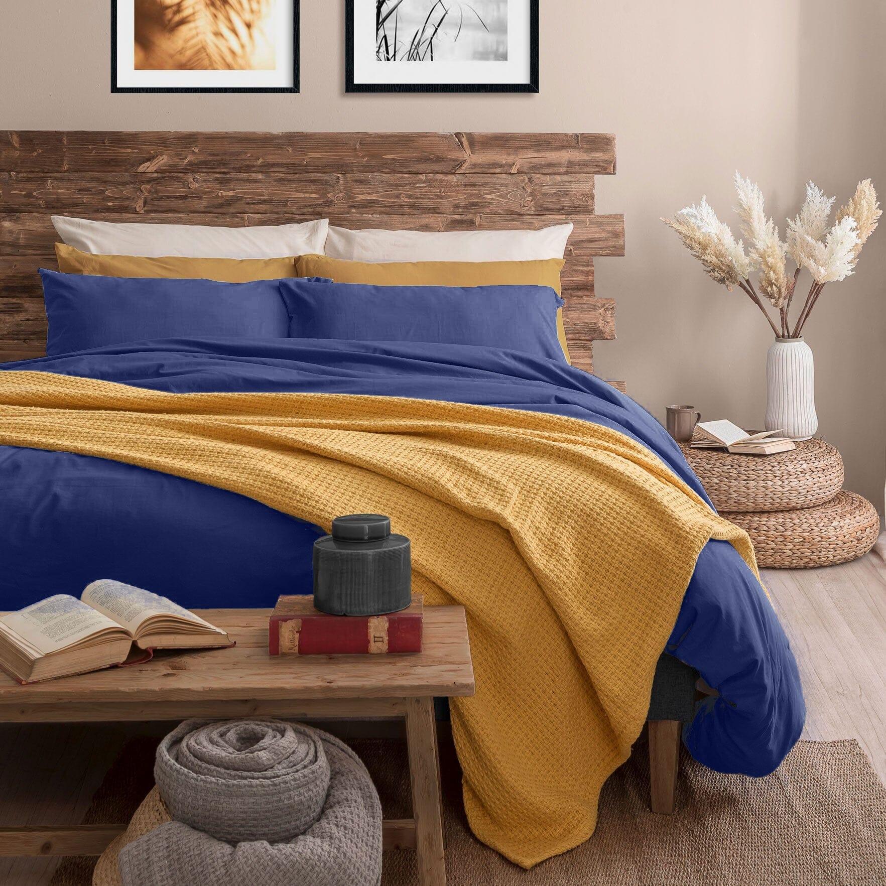 Completo Letto Singolo in Microfibra Softy Yarn - Tinta Unita Blue