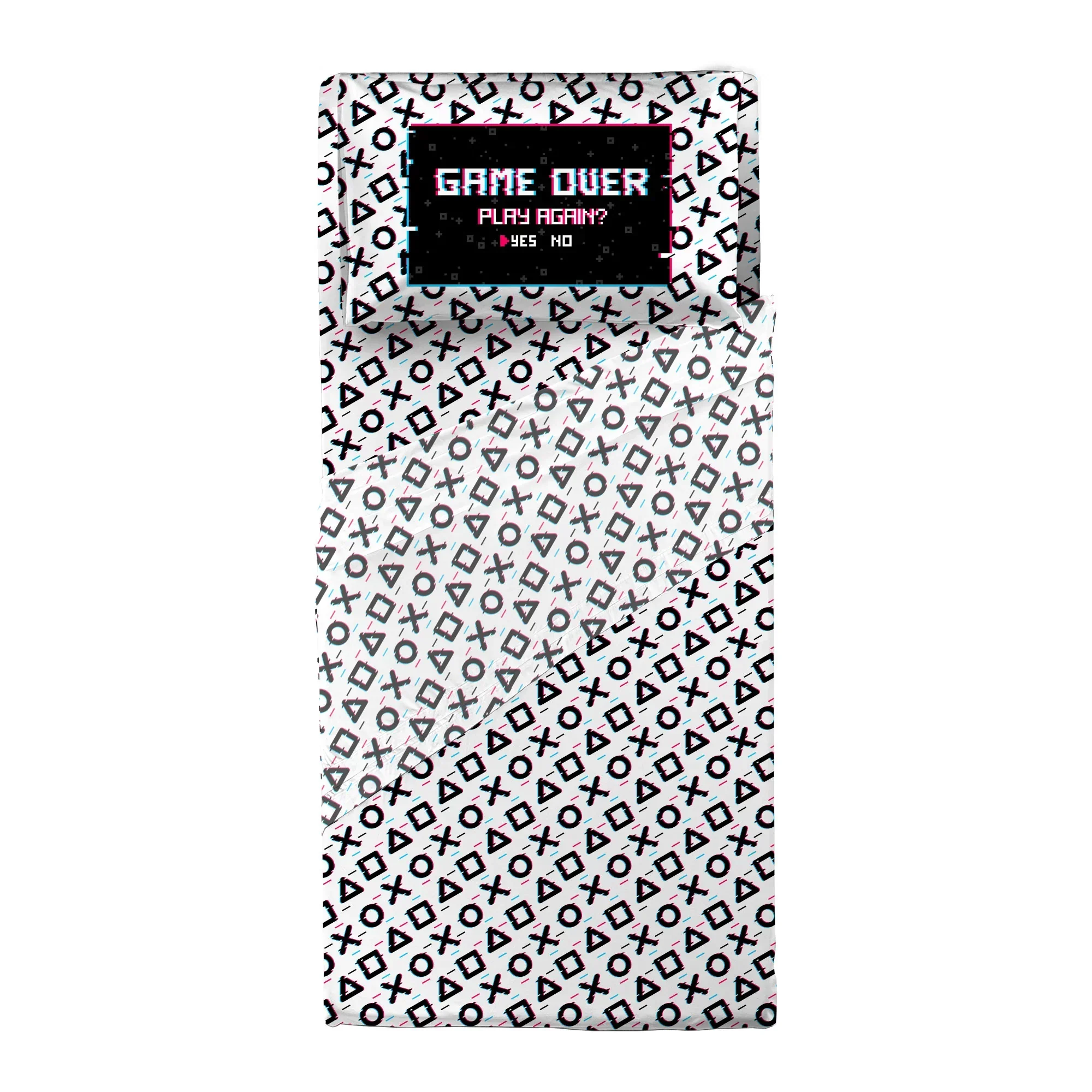 Completo Letto Singolo Kids in Cotone Game Over White - Image 2