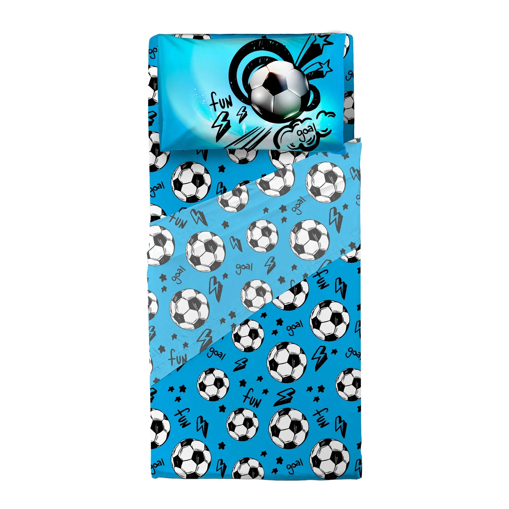 Completo Letto Singolo Kids in Cotone Goal Blue - Image 2