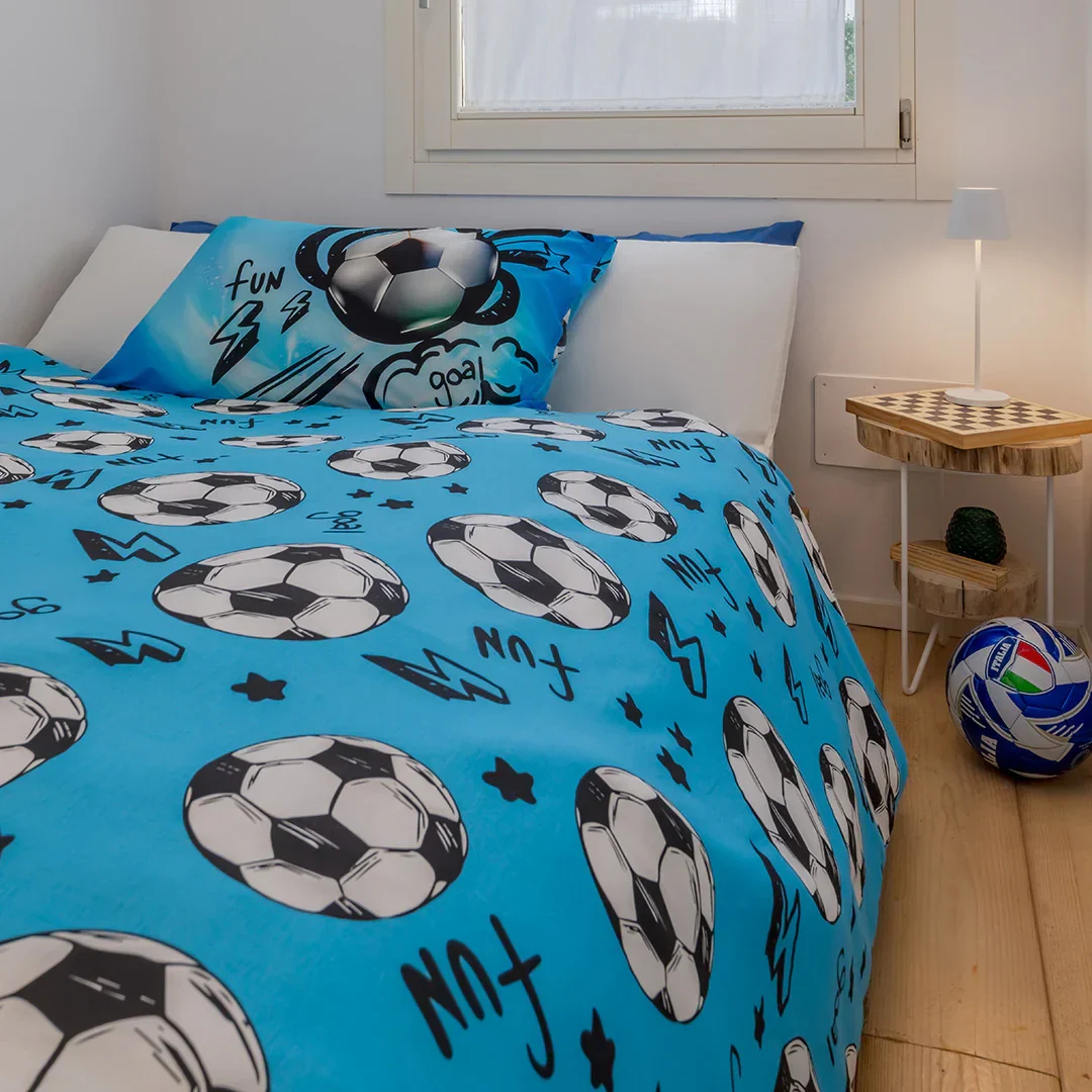 Completo Letto Singolo Kids in Cotone Goal Blue - Image 3