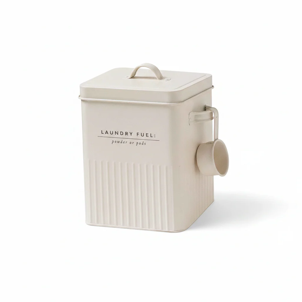 Contenitore Porta Detersivo 5L Soft cm 18x15,5x23 Tinta Unita Cream