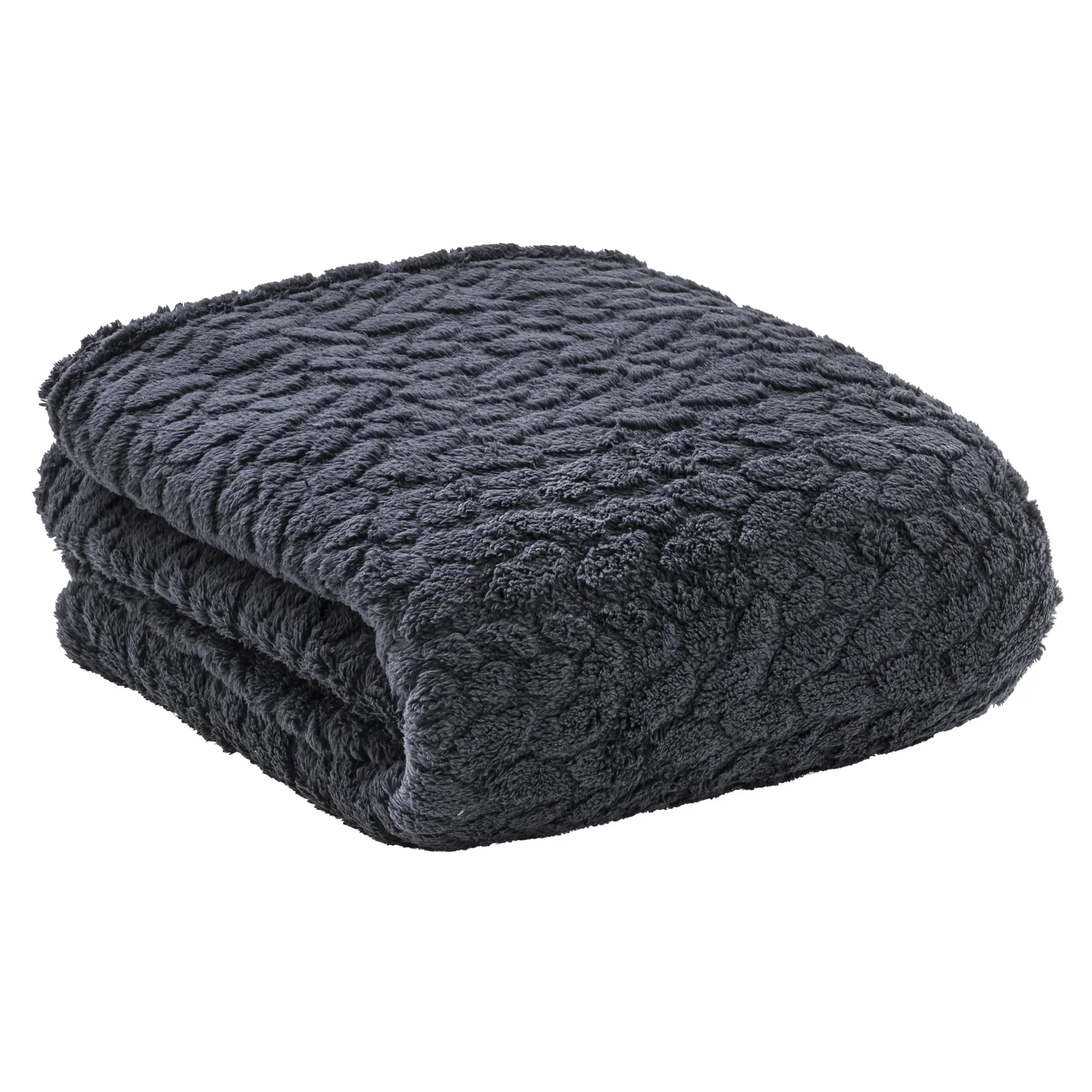 Coperta 150x200 cm Cognac Brandy Tinta Unita Grigio Scuro