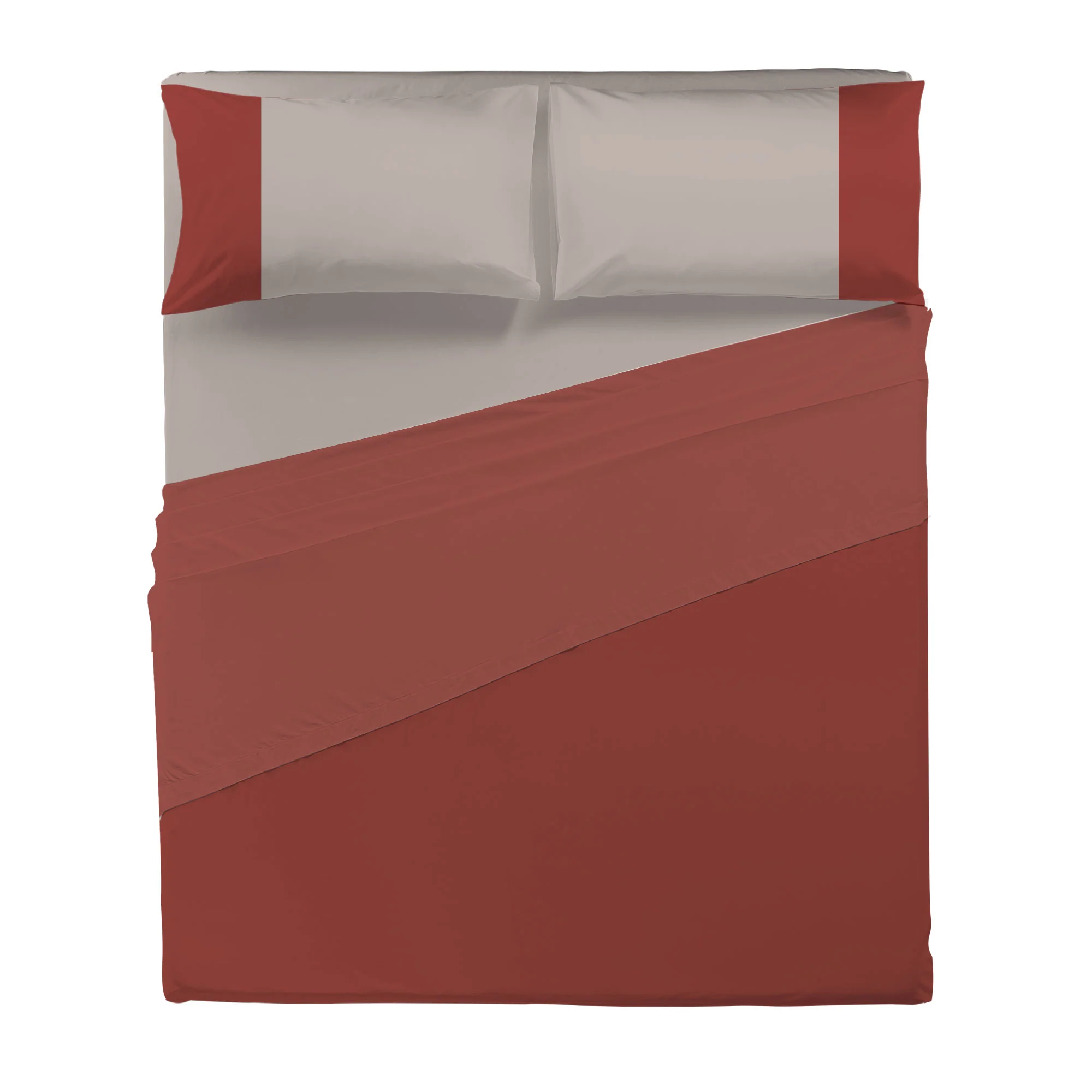Happidea Completo Letto Matrimoniale in Cotone Bicolore Argilla Bruciata/Sabbia - Image 3