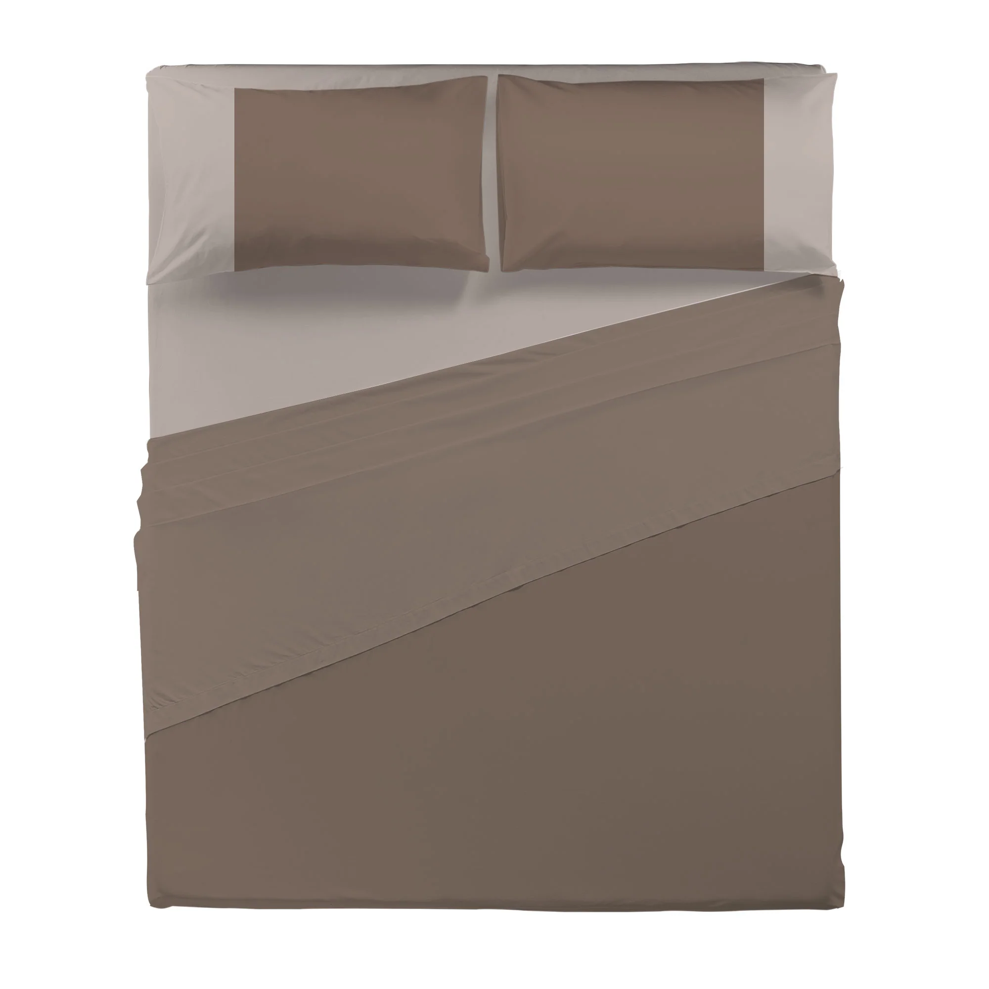Happidea Completo Letto Matrimoniale in Cotone Bicolore Biscotto/Sabbia - Image 2