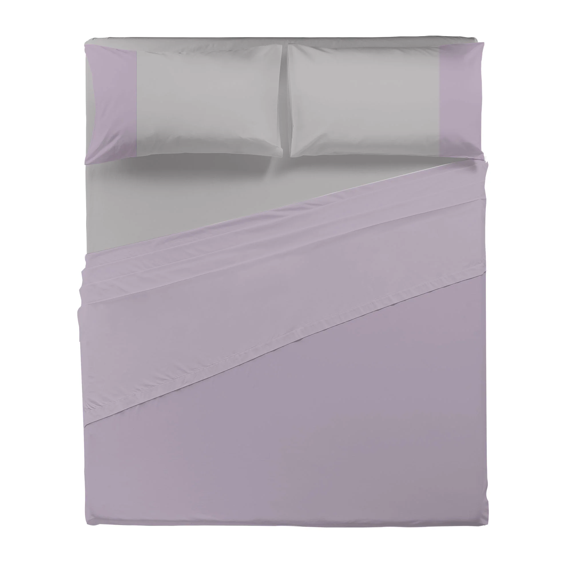 Happidea Completo Letto Matrimoniale in Cotone Bicolore Glicine/Perla - Image 3