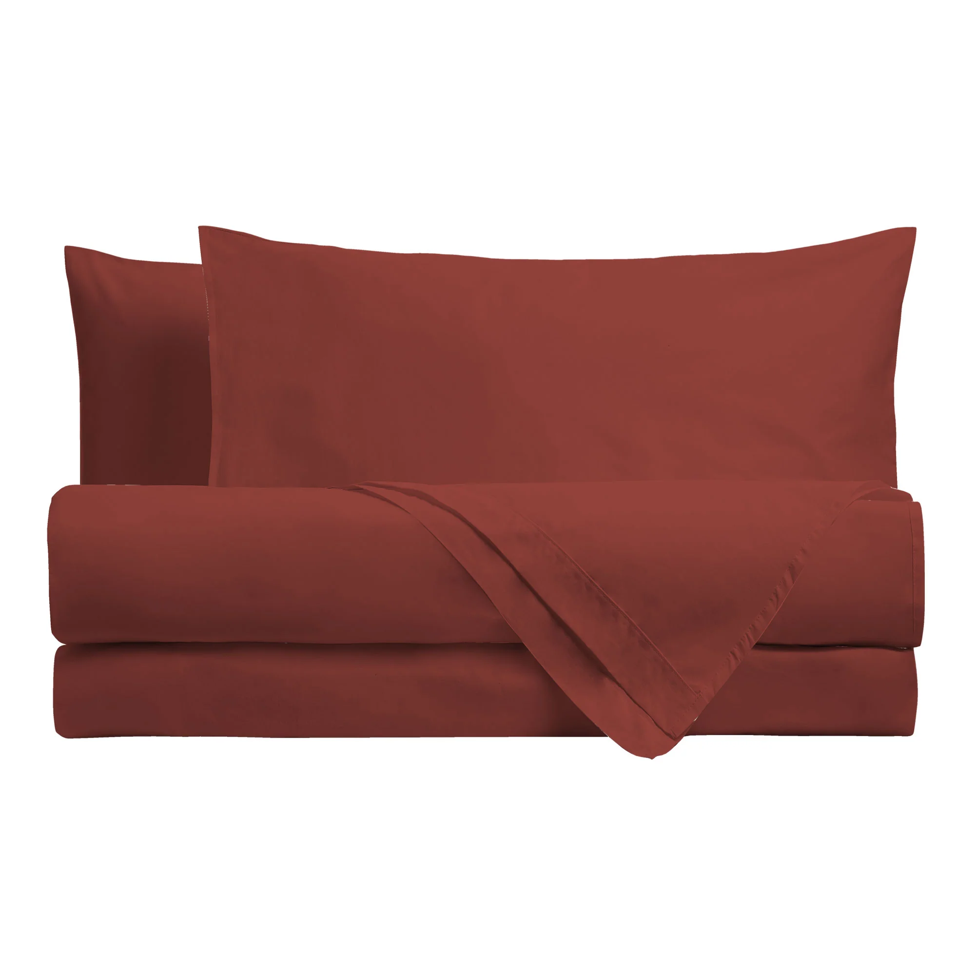 Happidea Completo Letto Matrimoniale in Cotone Tinta Unita Argilla Bruciata - Image 2