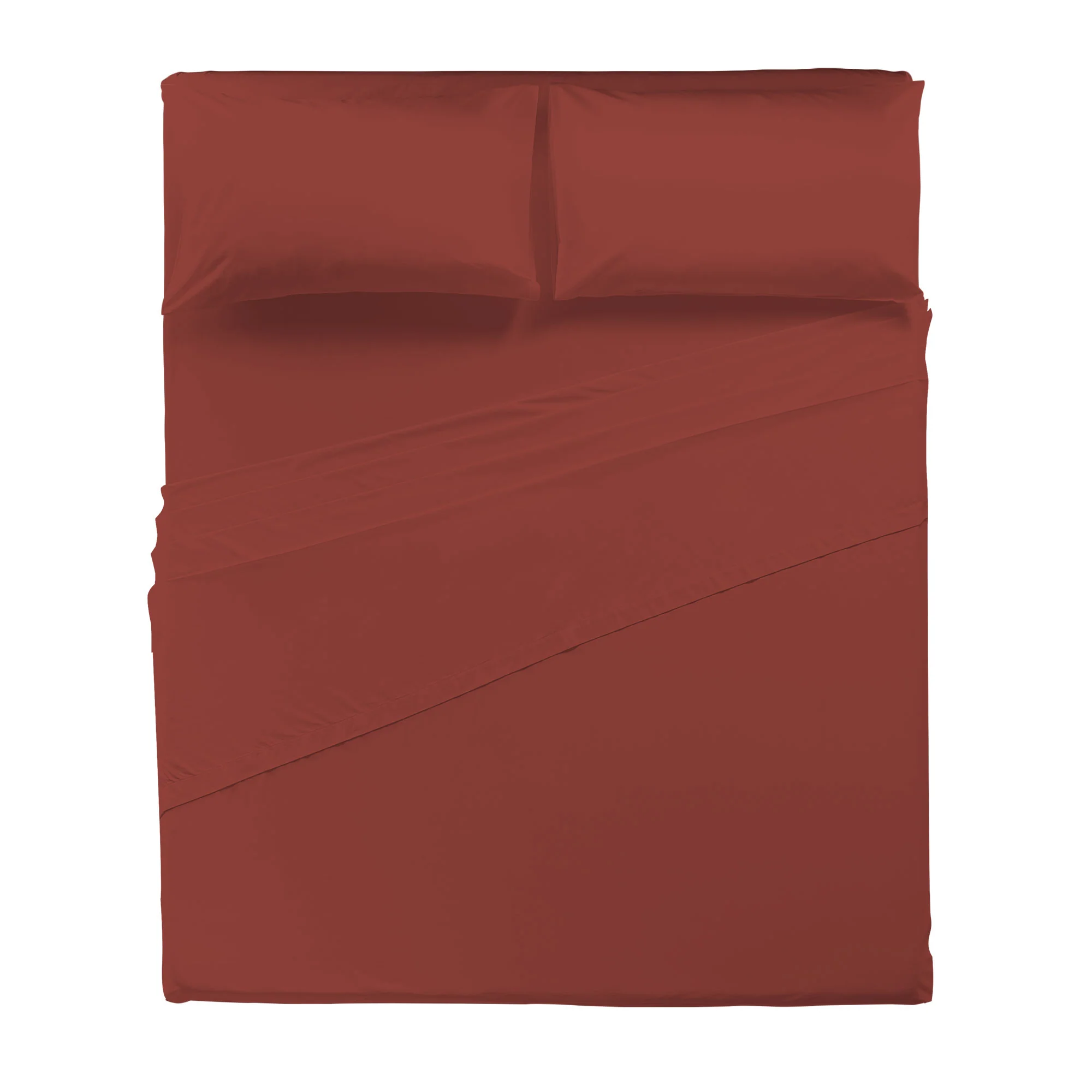 Happidea Completo Letto Matrimoniale in Cotone Tinta Unita Argilla Bruciata - Image 3