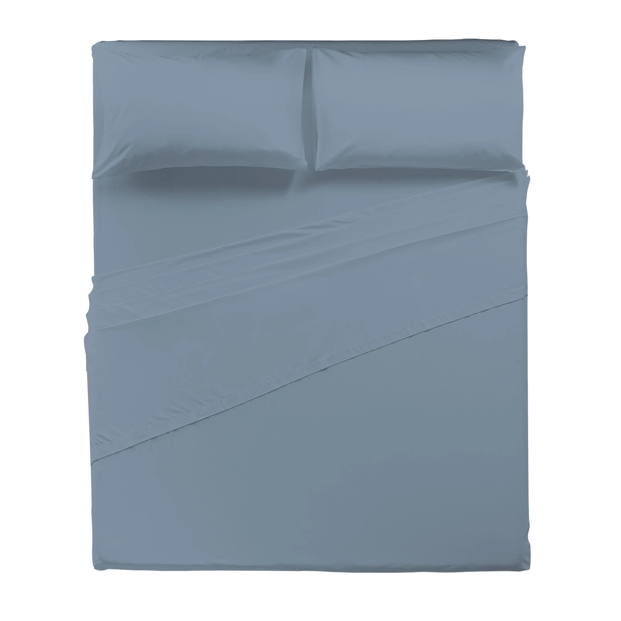 Happidea Completo Letto Matrimoniale in Cotone Tinta Unita Azzurro Tinta Unita Polvere - Image 3