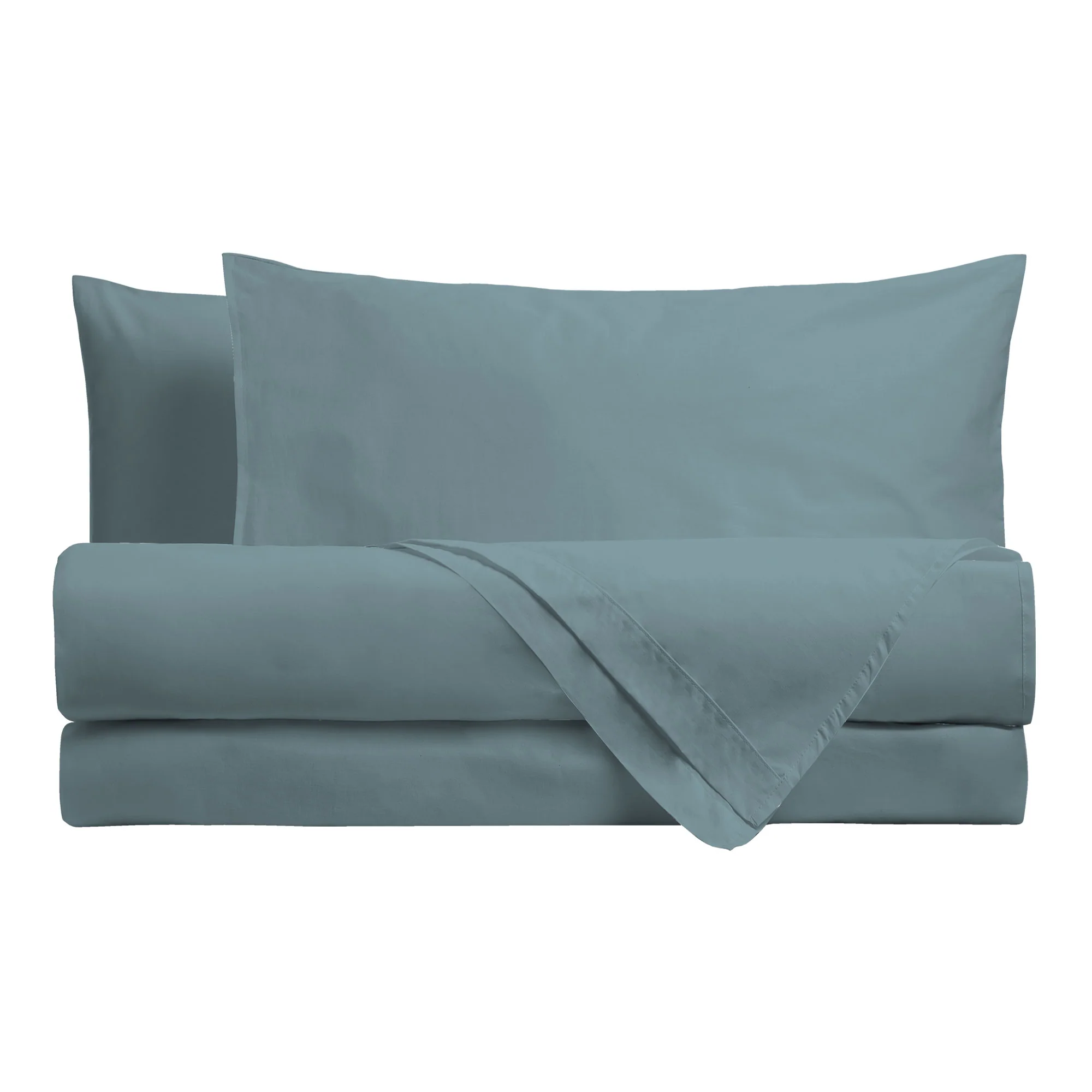 Happidea Completo Letto Matrimoniale in Cotone Tinta Unita Tinta Laguna - Image 2