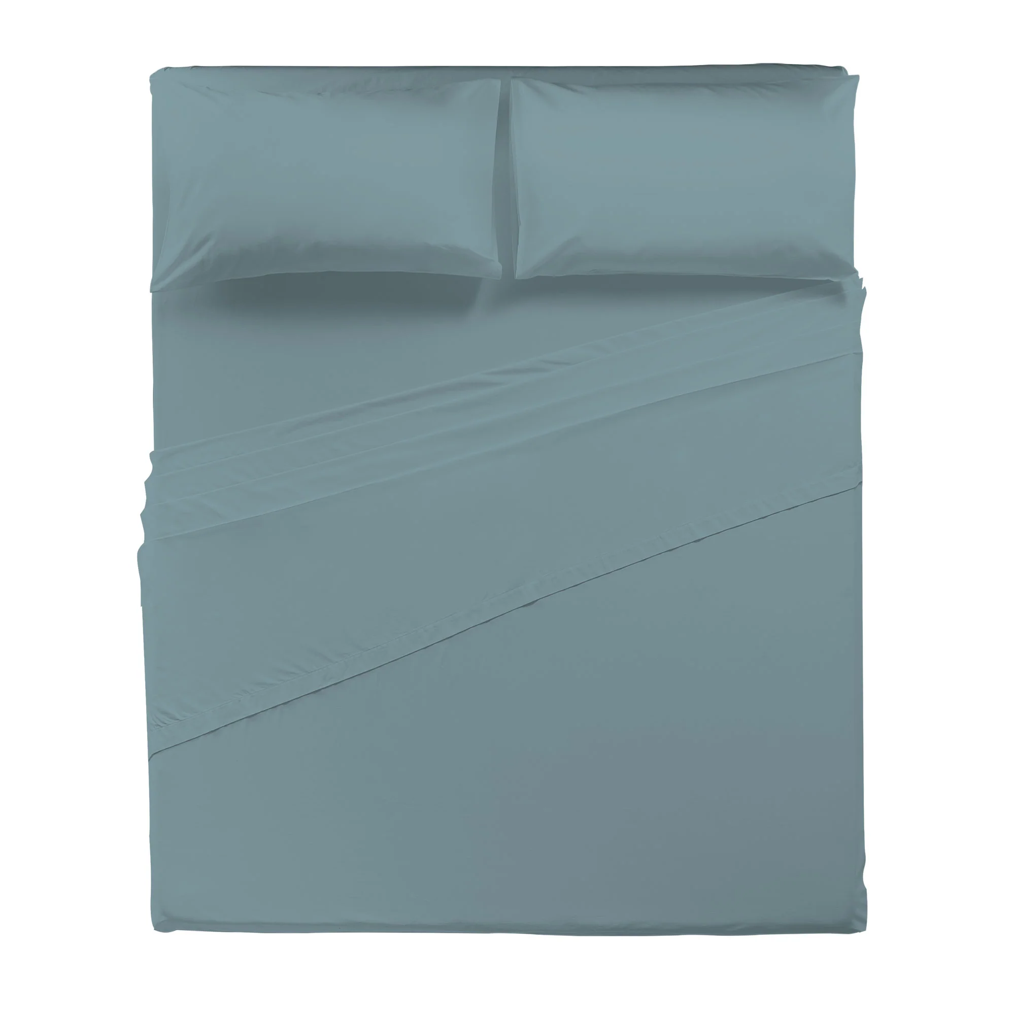 Happidea Completo Letto Matrimoniale in Cotone Tinta Unita Tinta Laguna - Image 3