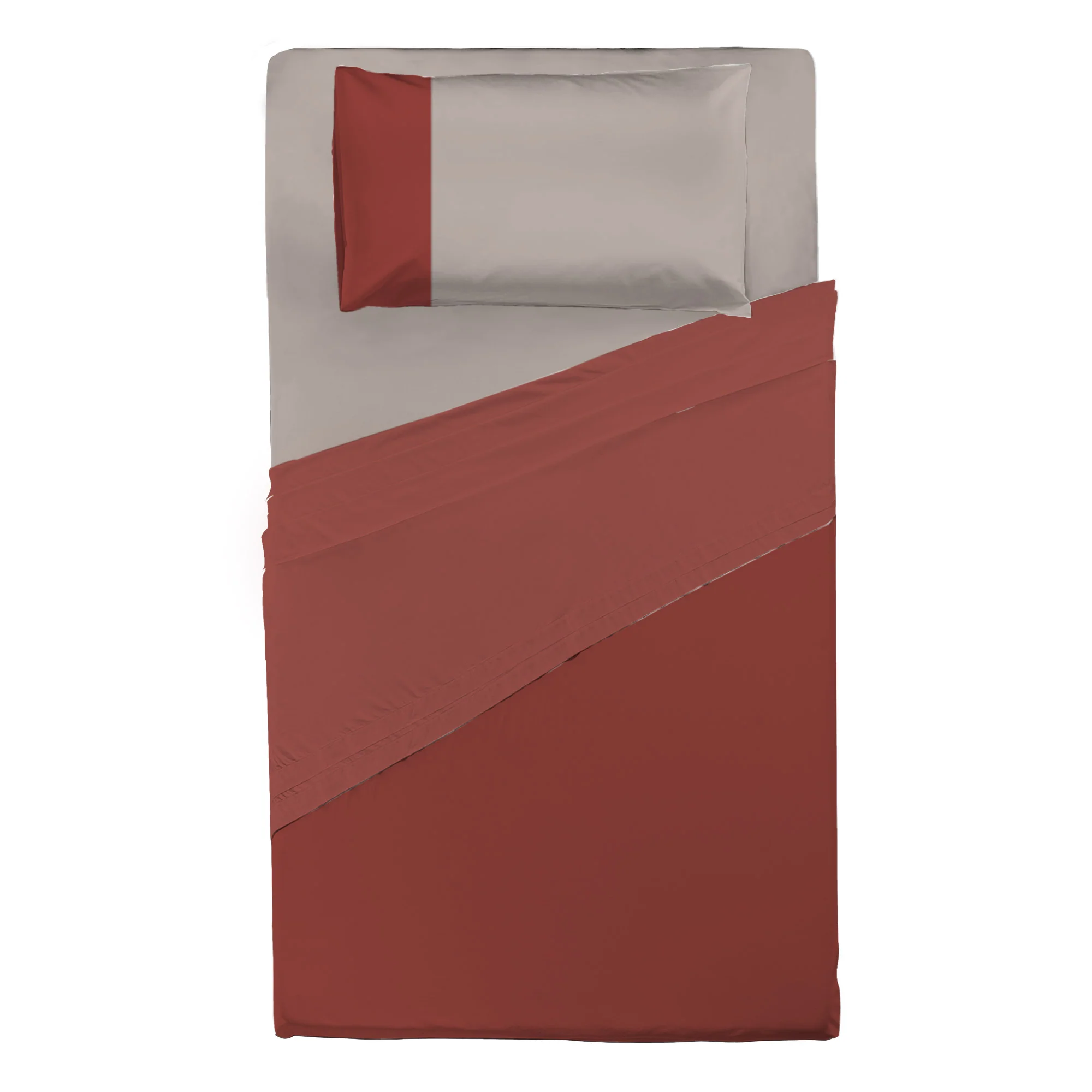 Happidea Completo Letto Piazza e Mezza in Cotone Bicolore Argilla Bruciata/Sabbia - Image 3