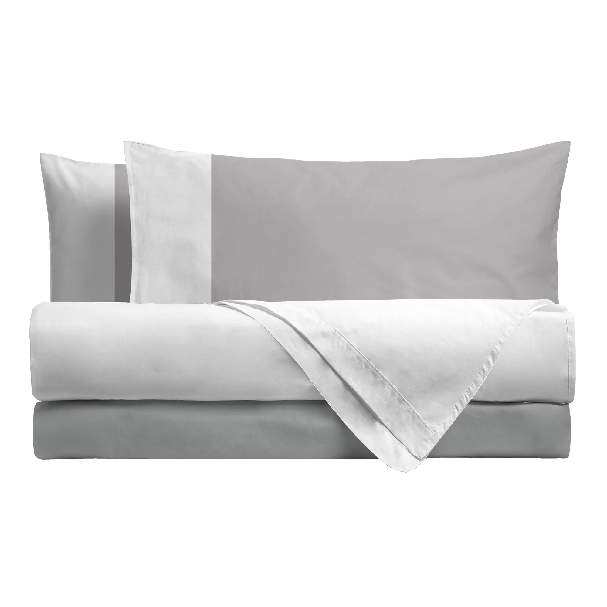 Happidea Completo Letto Piazza e Mezza in Cotone Bicolore Bianco/Perla - Image 2