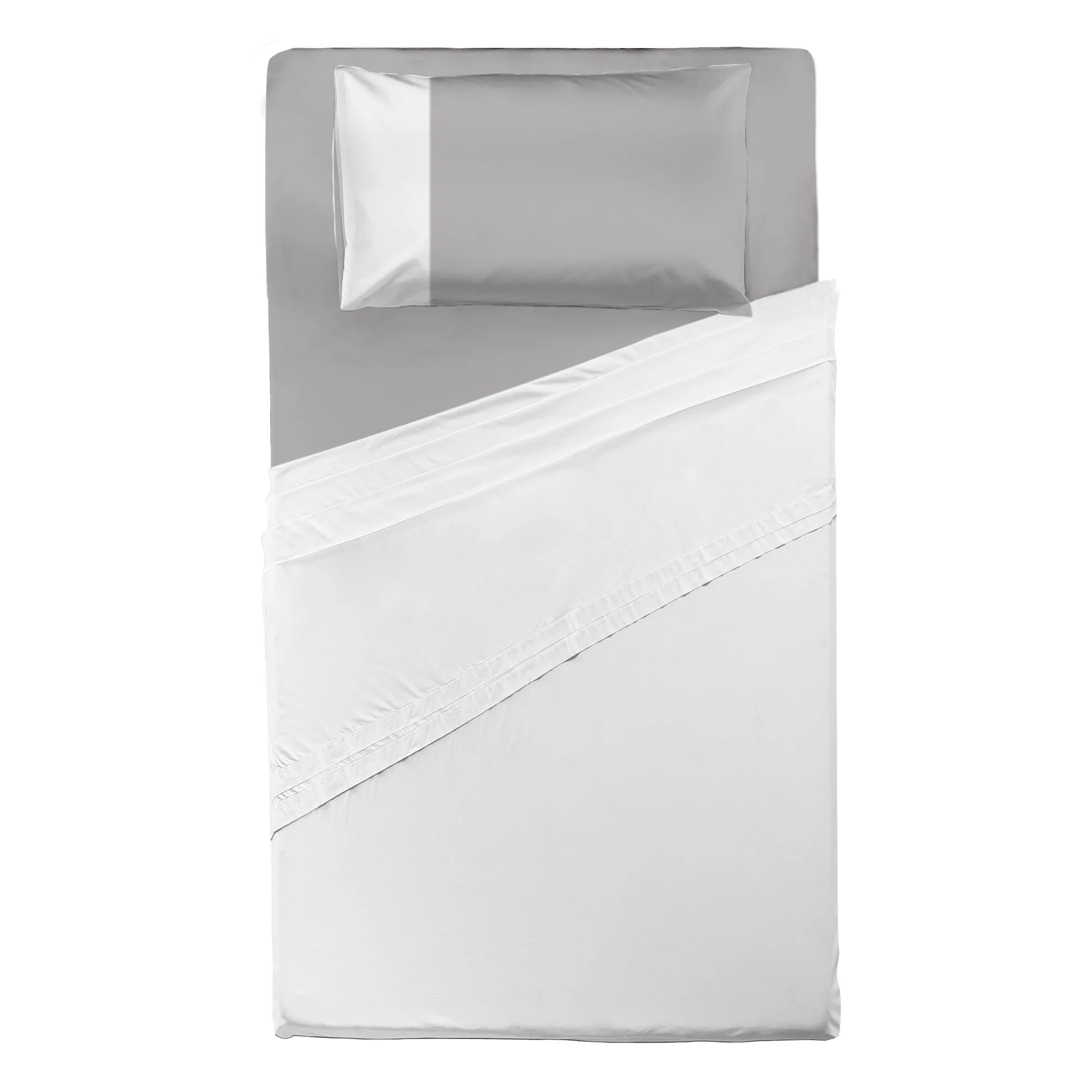 Happidea Completo Letto Piazza e Mezza in Cotone Bicolore Bianco/Perla - Image 3