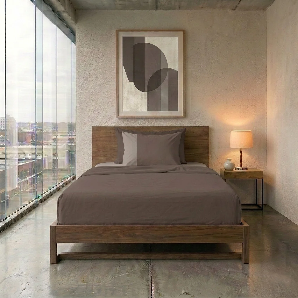 Happidea Completo Letto Piazza e Mezza in Cotone Bicolore Biscotto/Sabbia