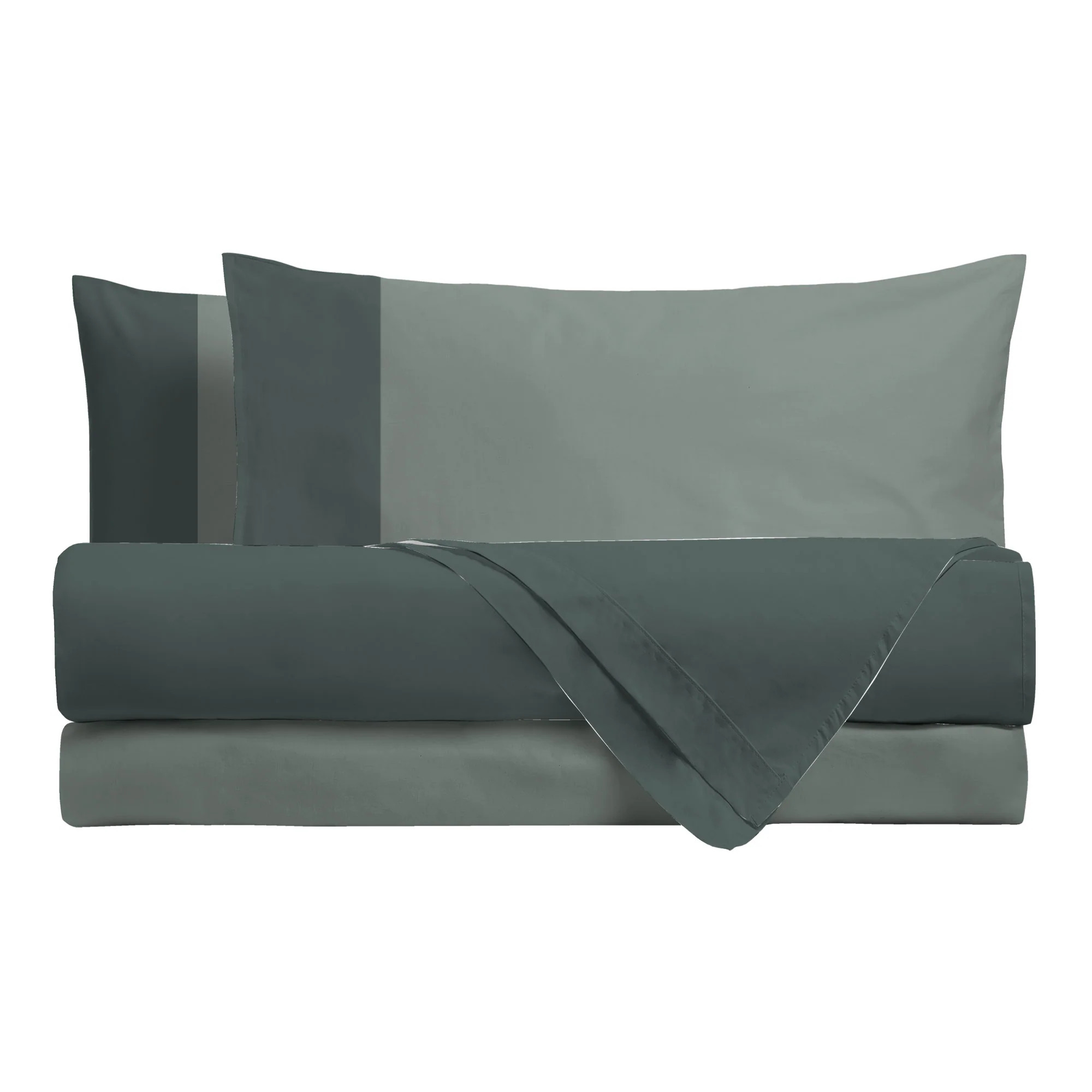 Happidea Completo Letto Piazza e Mezza in Cotone Bicolore Foresta/Salvia - Image 2