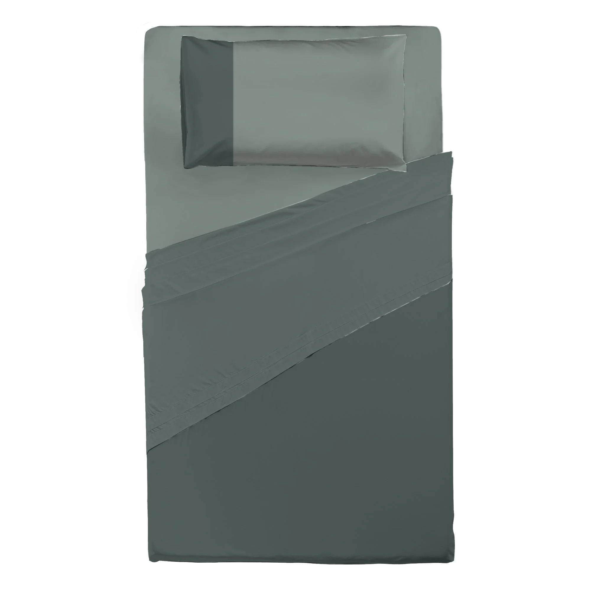Happidea Completo Letto Piazza e Mezza in Cotone Bicolore Foresta/Salvia - Image 3