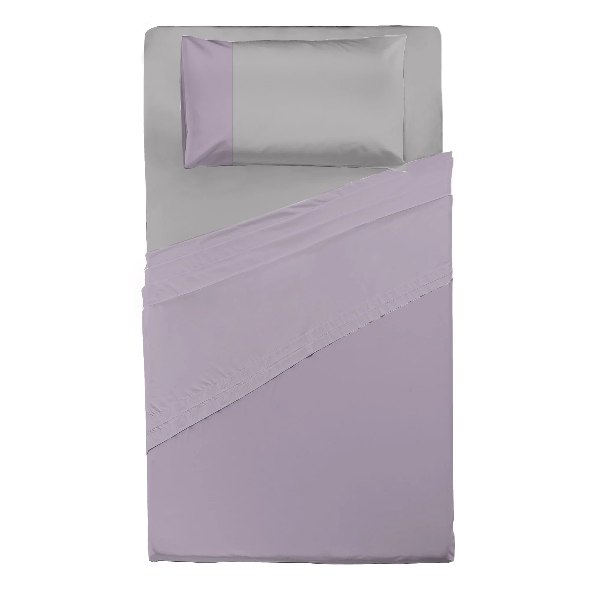 Happidea Completo Letto Piazza e Mezza in Cotone Bicolore Glicine/Perla - Image 3