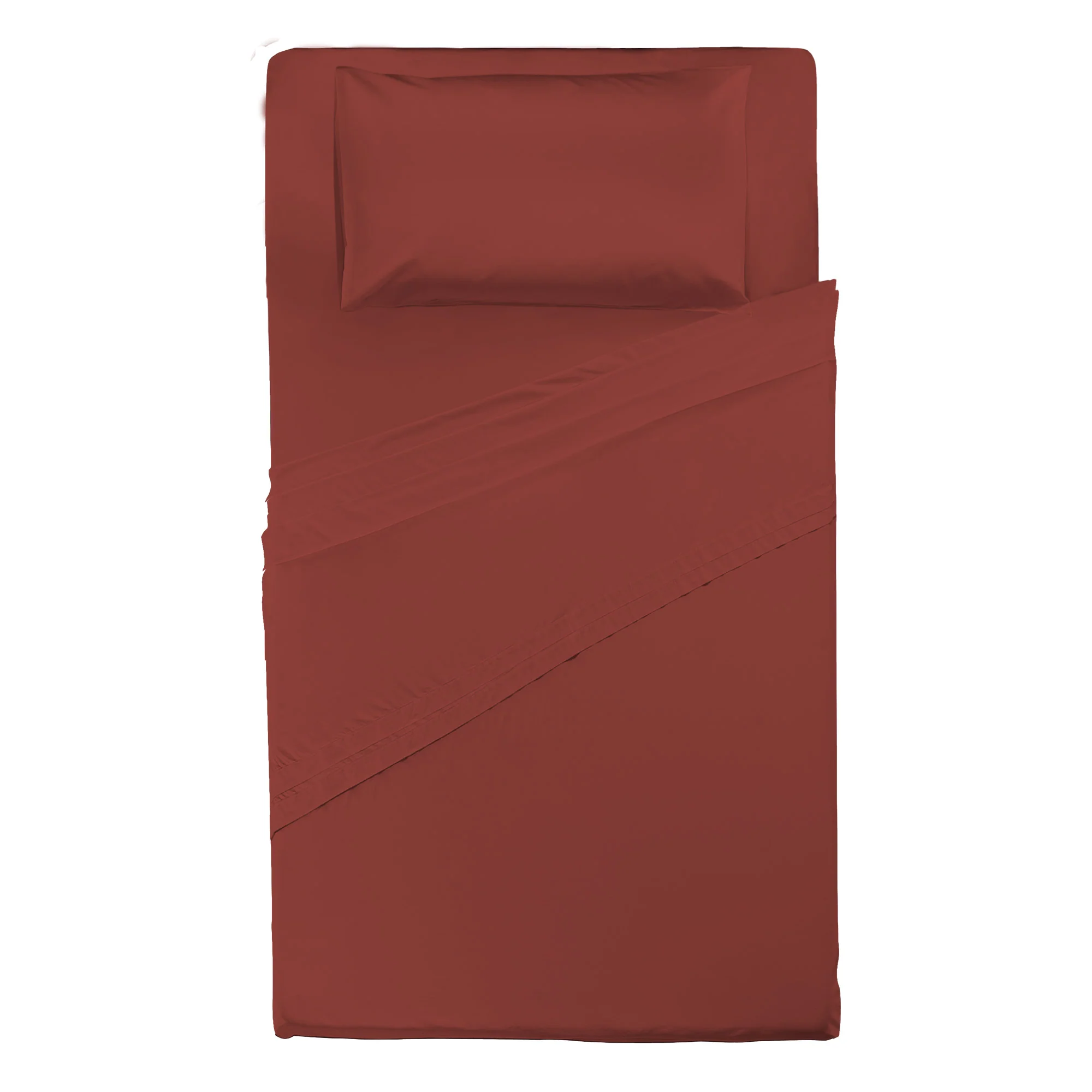 Happidea Completo Letto Piazza e Mezza in Cotone Tinta Unita Argilla Bruciata - Image 3