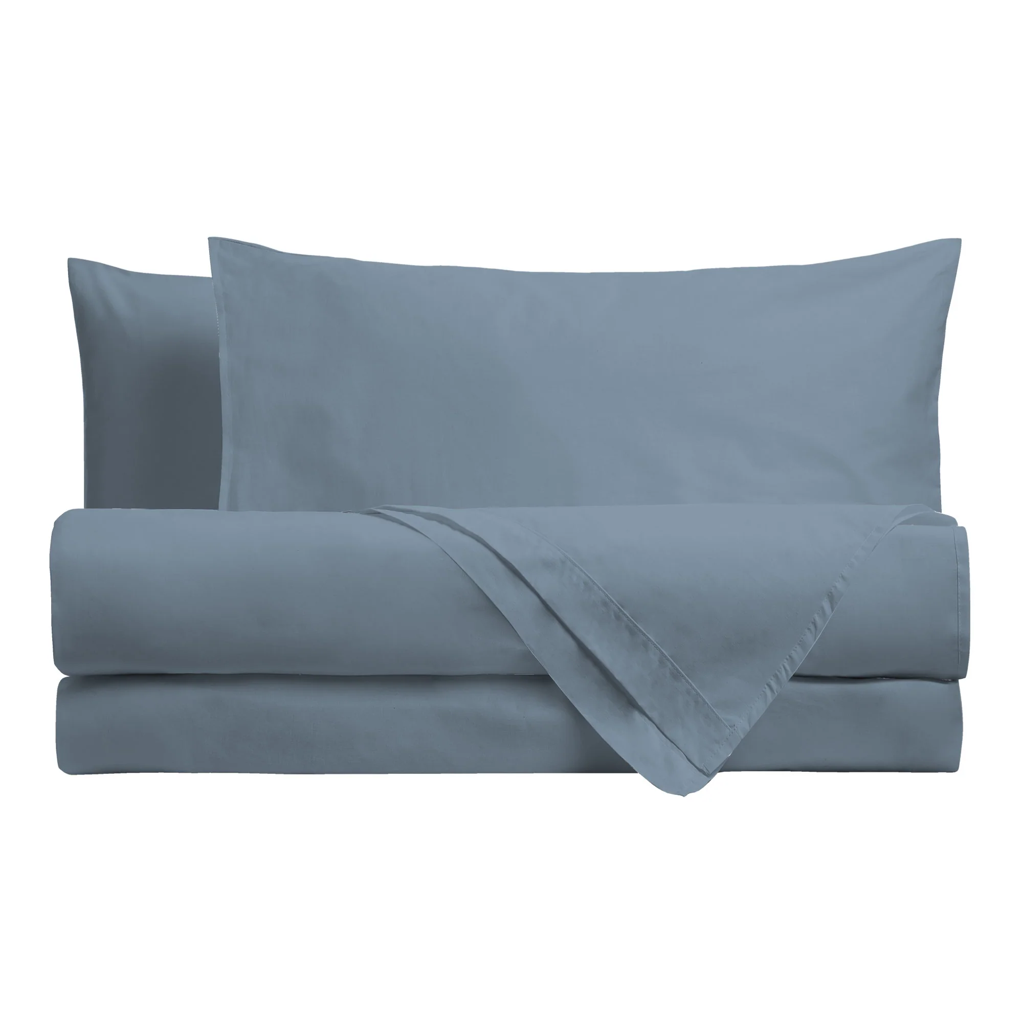 Happidea Completo Letto Piazza e Mezza in Cotone Tinta Unita Azzurro Tinta Unita Polvere - Image 2