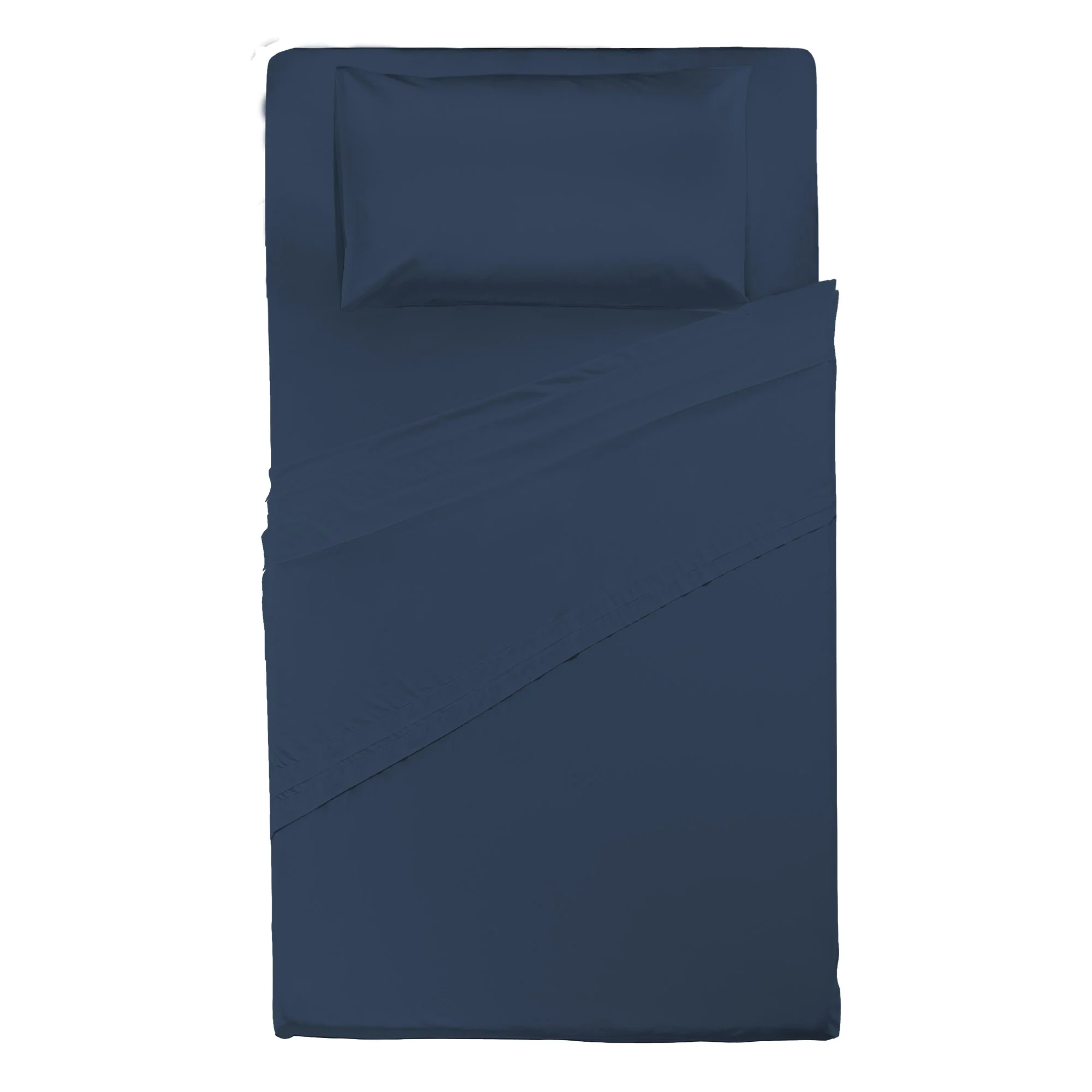 Happidea Completo Letto Piazza e Mezza in Cotone Tinta Unita Blu Profondo - Image 3