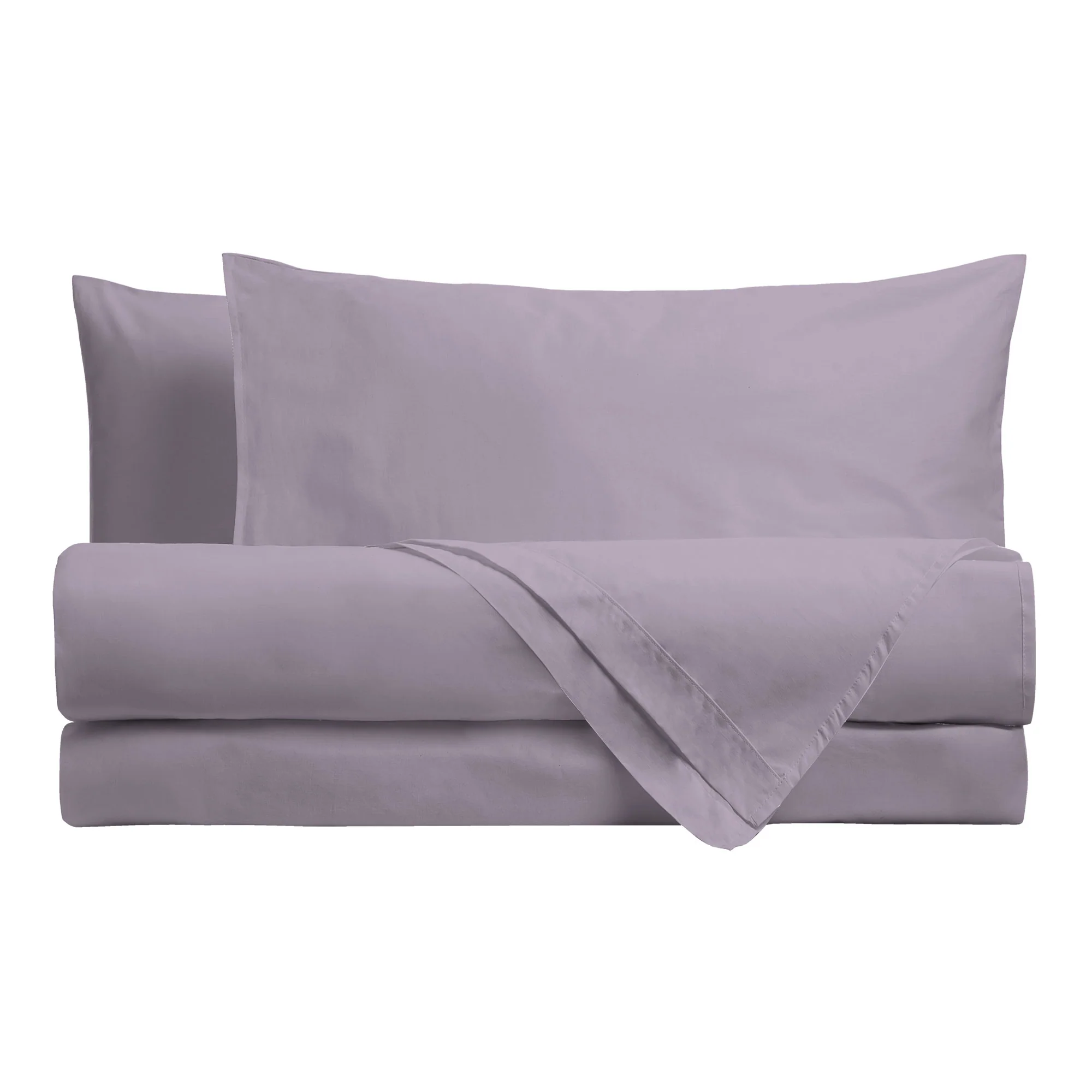 Happidea Completo Letto Piazza e Mezza in Cotone Tinta Unita Glicine - Image 2