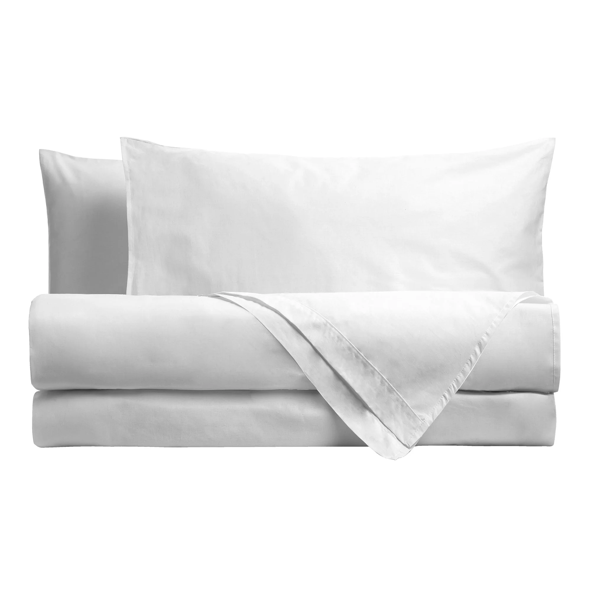 Happidea Completo Letto Piazza e Mezza in Cotone Tinta Unita White - Image 2