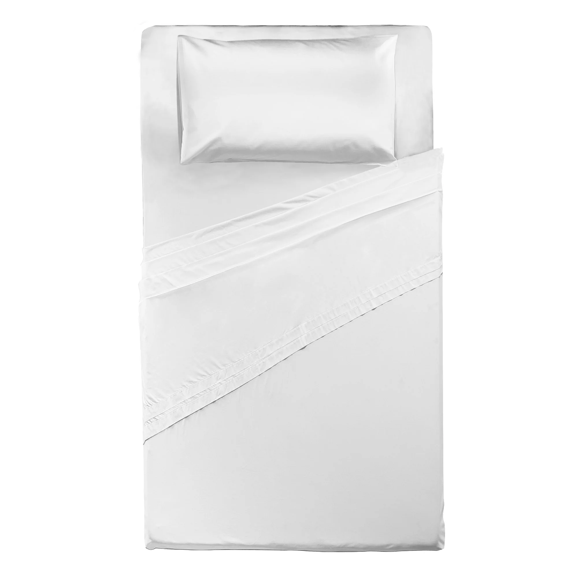 Happidea Completo Letto Piazza e Mezza in Cotone Tinta Unita White - Image 3