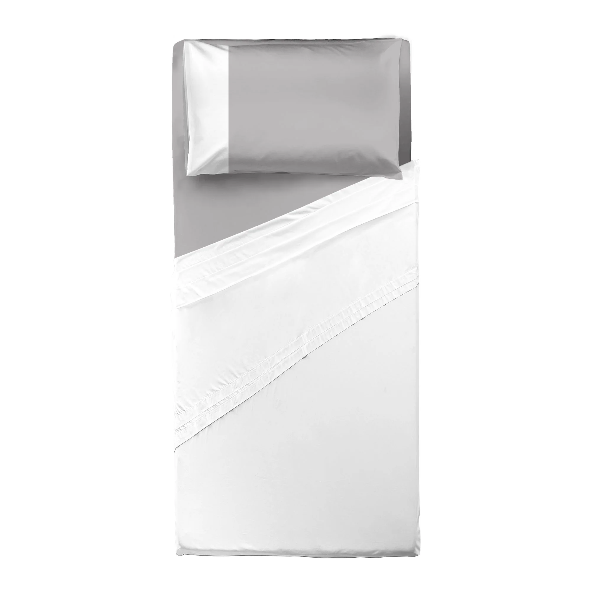 Happidea Completo Letto Singolo in Cotone Bicolore Bianco/Perla - Image 2