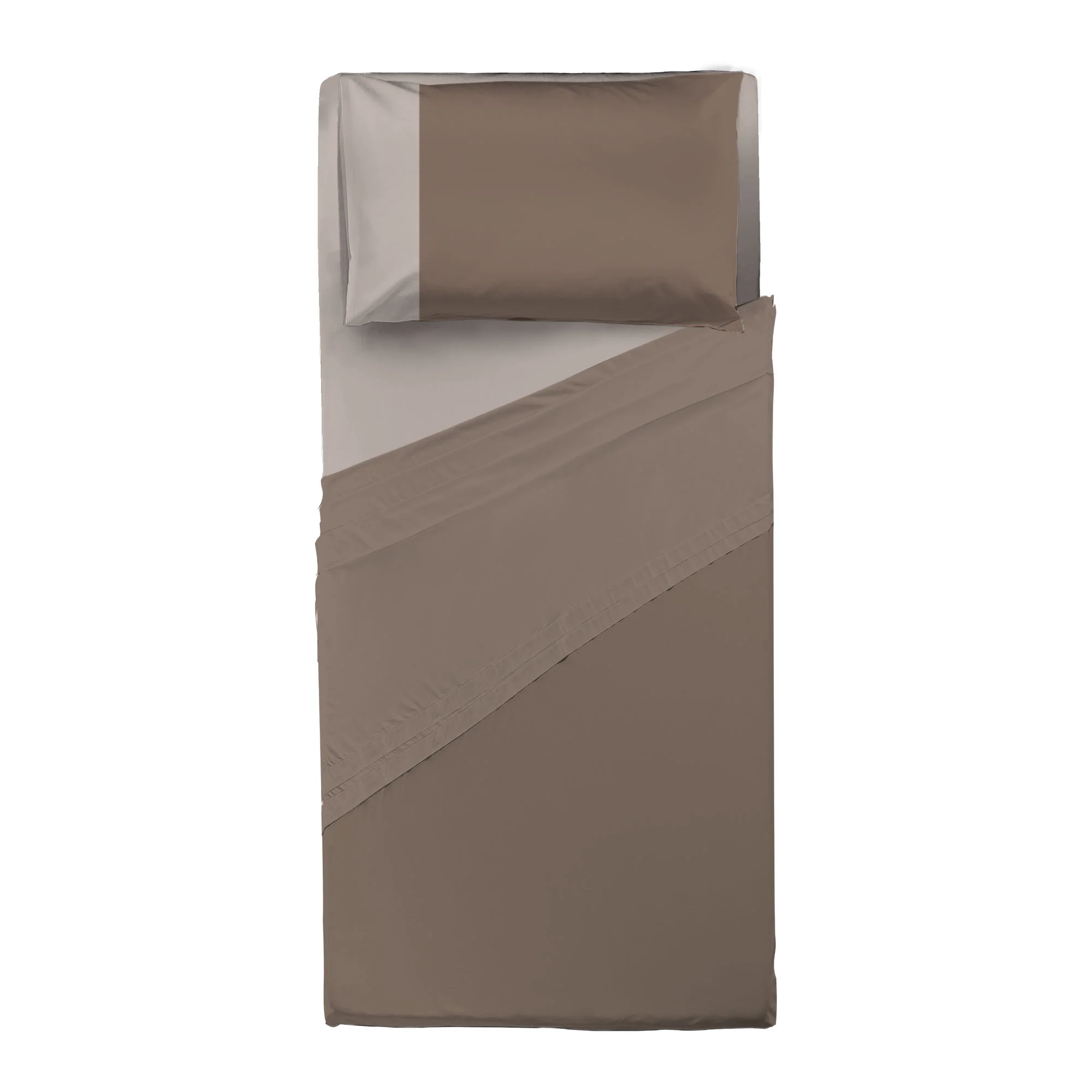Happidea Completo Letto Singolo in Cotone Bicolore Biscotto/Bicolore Sabbia - Image 2