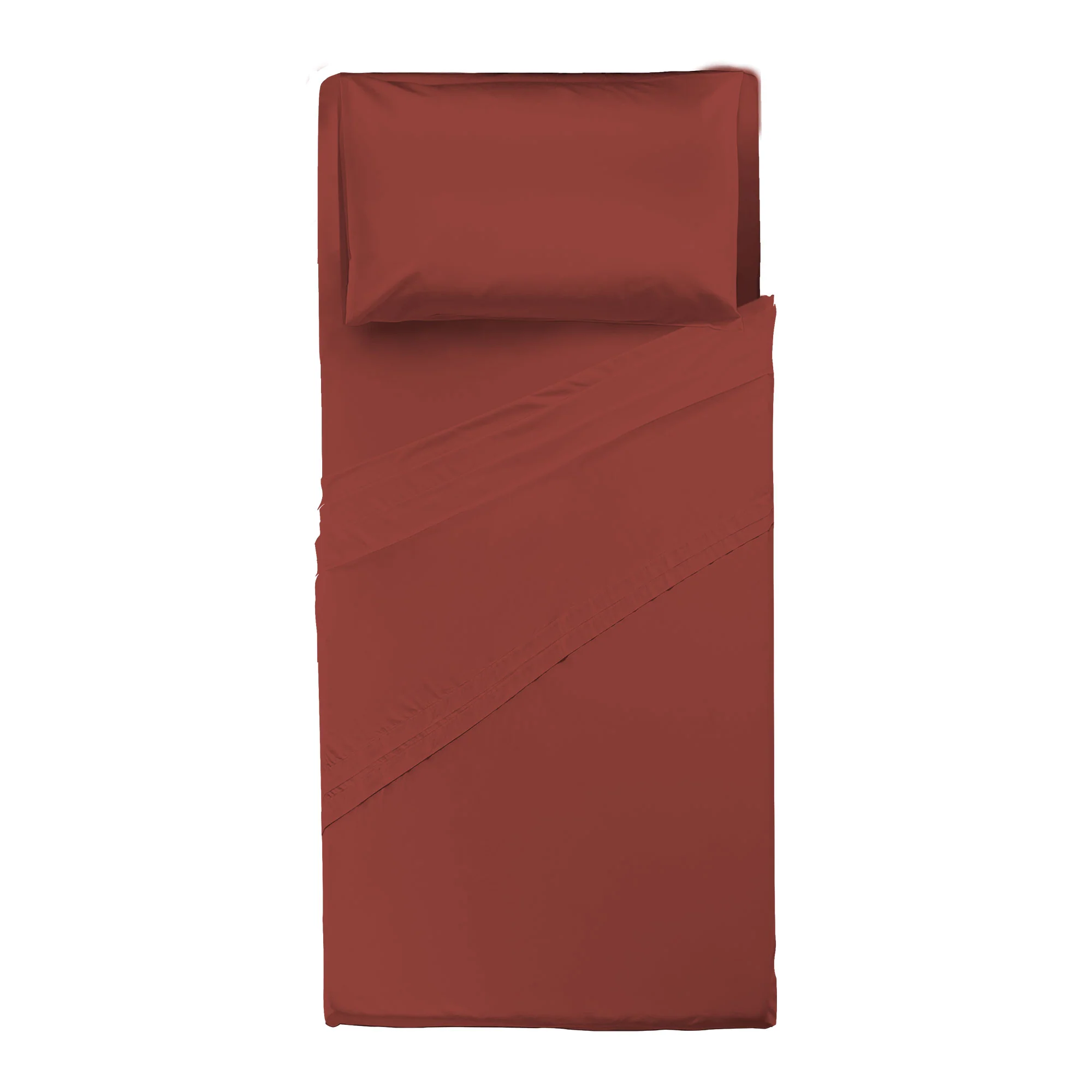 Happidea Completo Letto Singolo in Cotone Tinta Unita Argilla Bruciata - Image 2