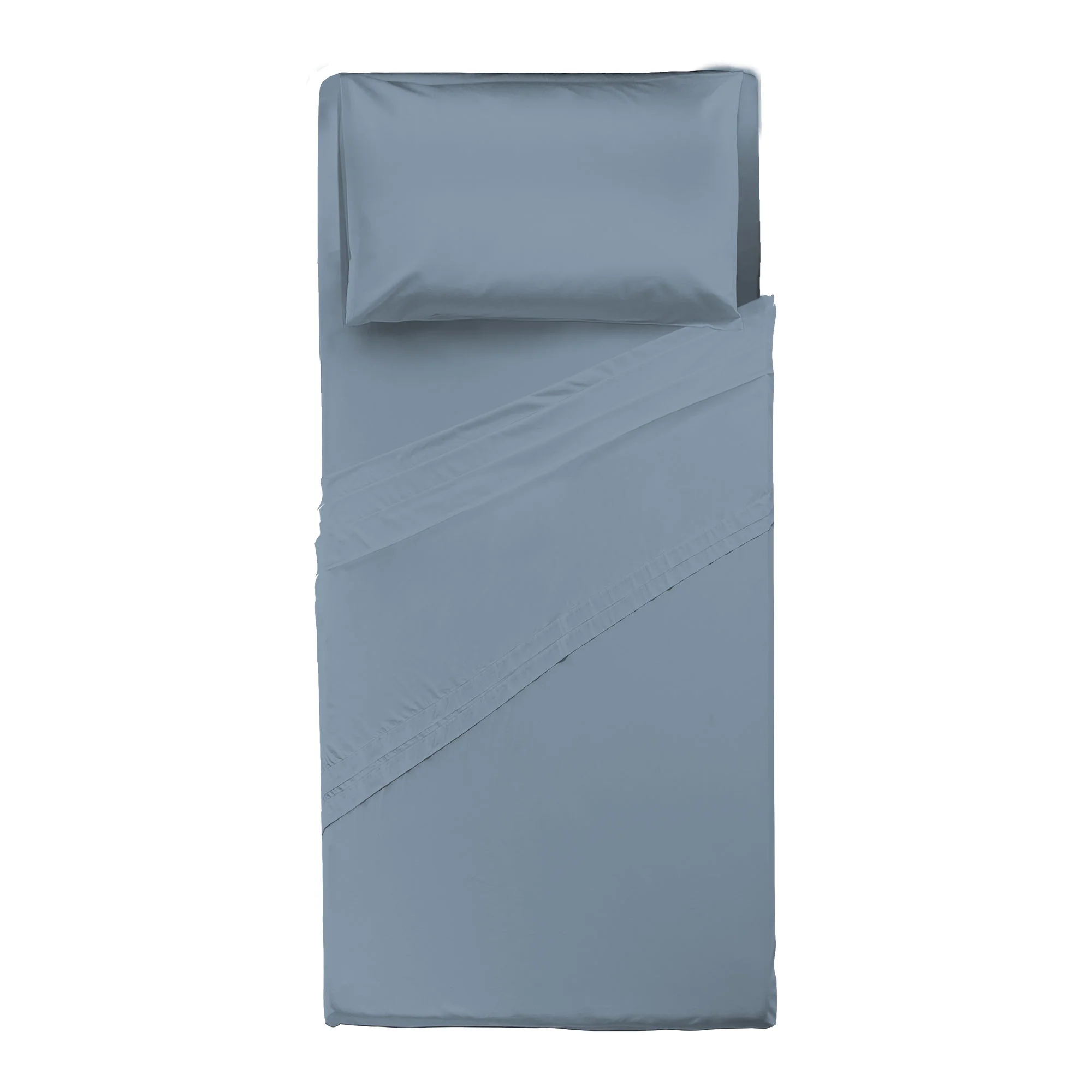 Happidea Completo Letto Singolo in Cotone Tinta Unita Azzurro Tinta Unita Polvere - Image 2
