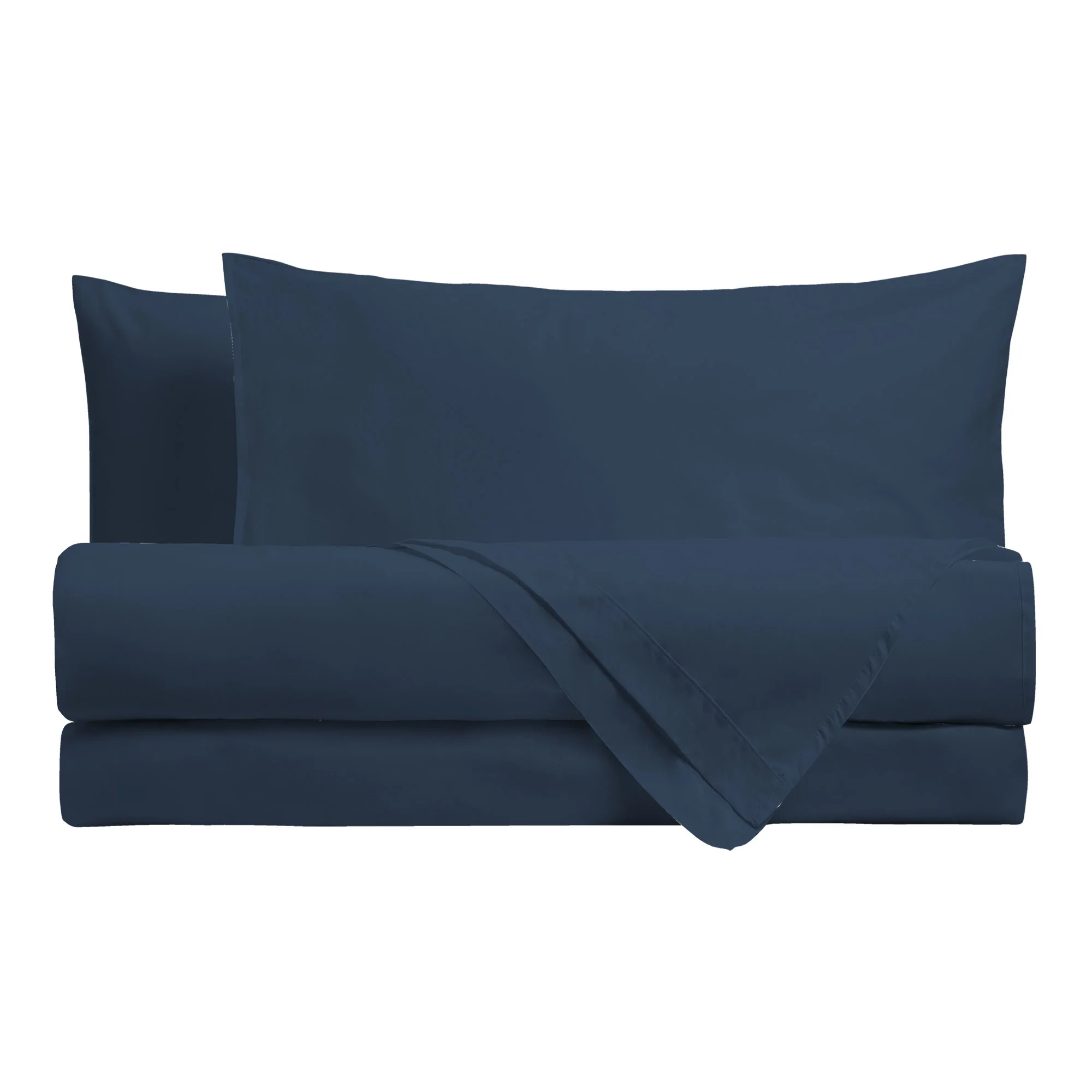Happidea Completo Letto Singolo in Cotone Tinta Unita Blu Profondo