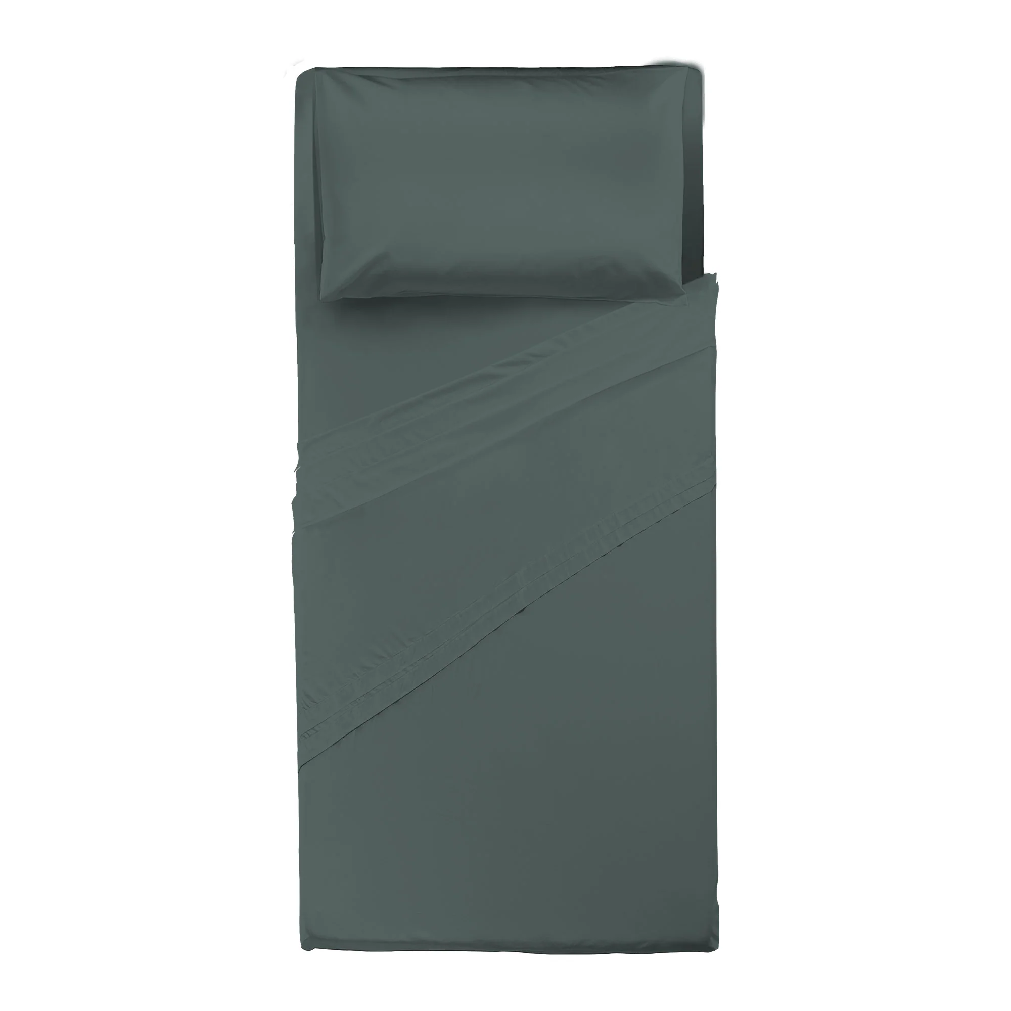 Happidea Completo Letto Singolo in Cotone Tinta Unita Foresta - Image 2