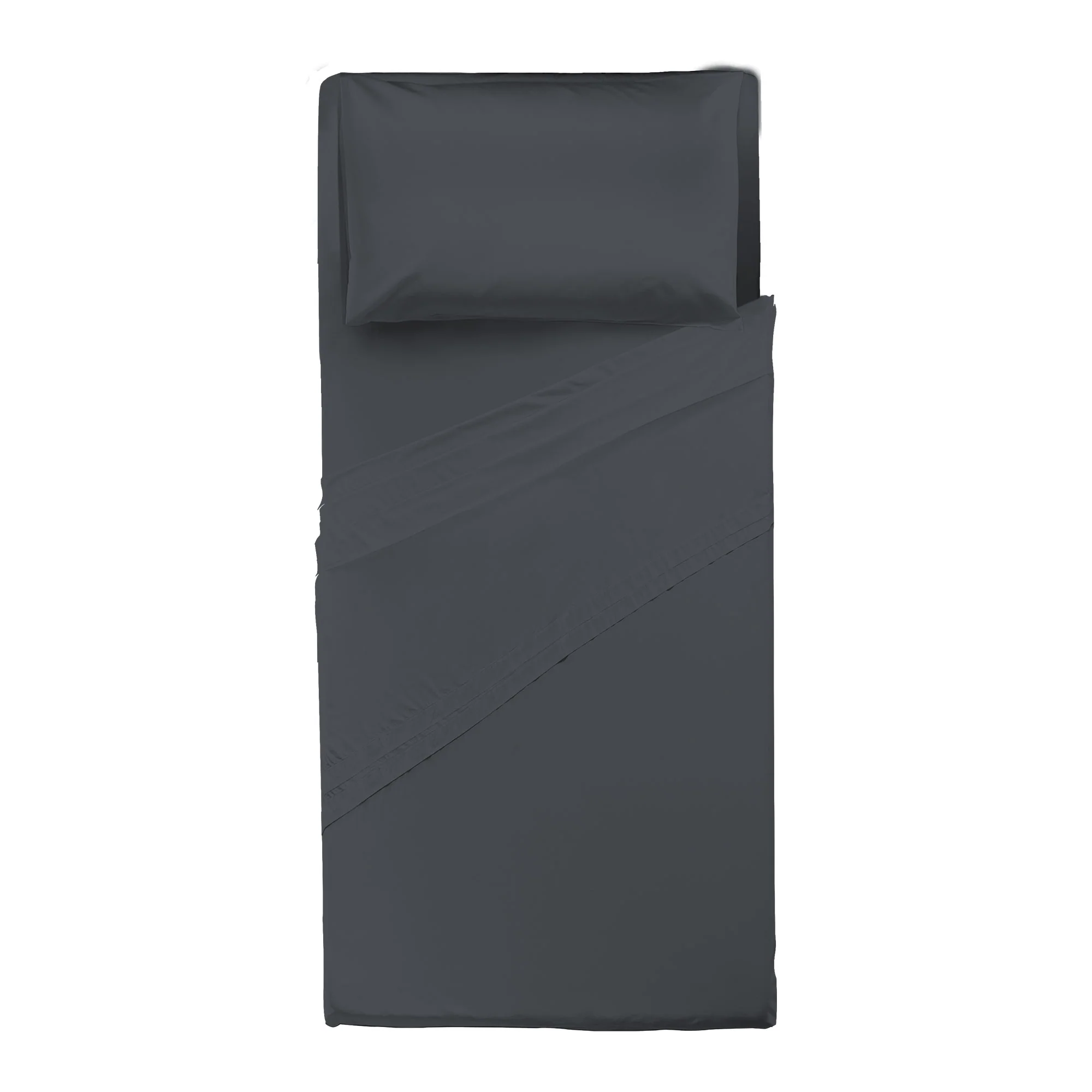 Happidea Completo Letto Singolo in Cotone Tinta Unita Grafite - Image 2