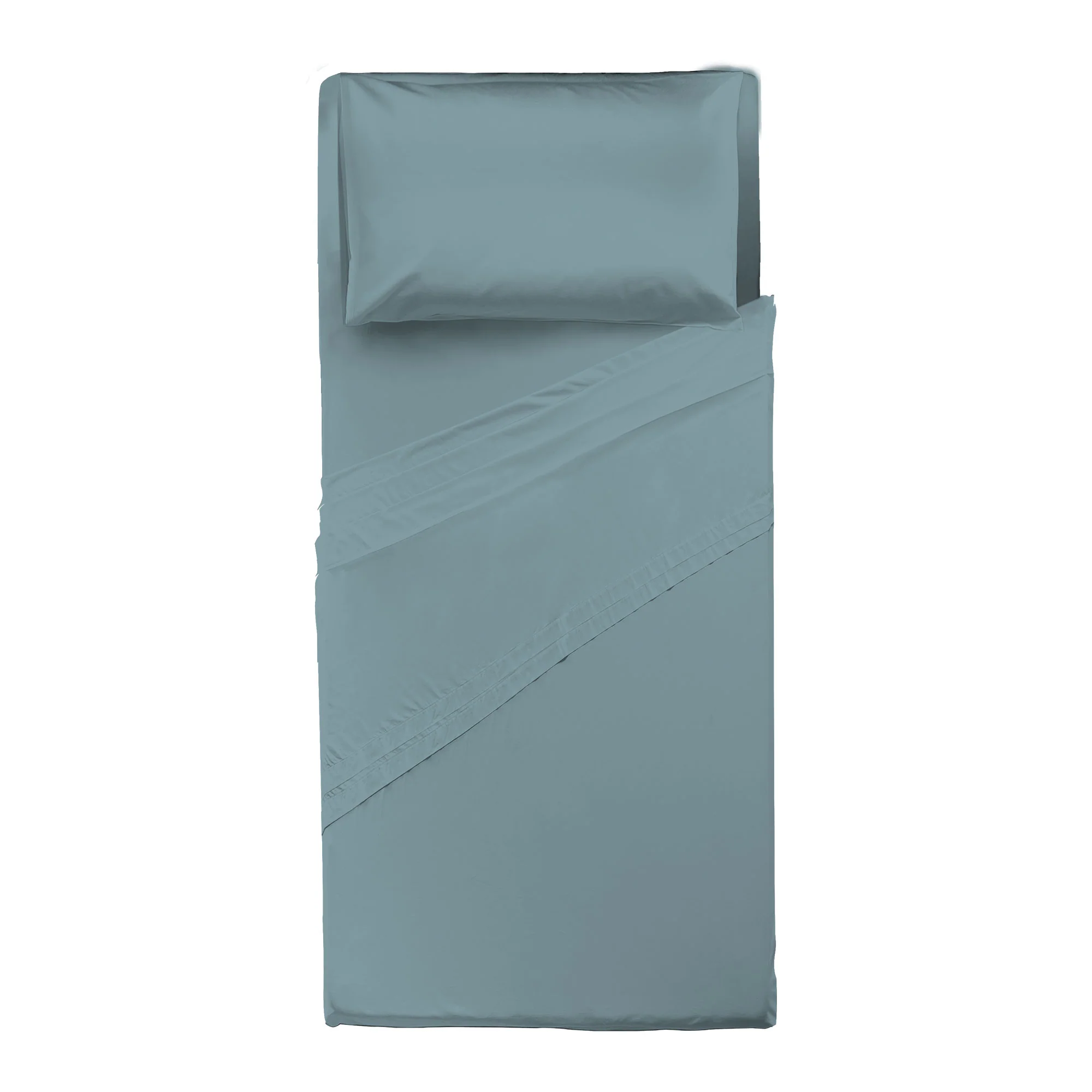 Happidea Completo Letto Singolo in Cotone Tinta Unita Tinta Laguna - Image 2