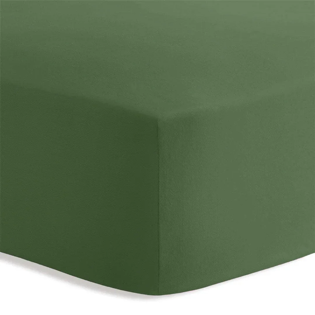 Lenzuolo Sotto con Angoli Singolo in Cotone Tinta Unita Green - Image 3