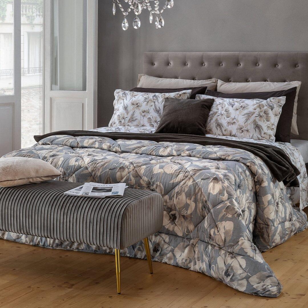 LUXURY COLLECTION DI MAESTRO Trapunta Singola Soffice 180x260 cm con Stampa - Fantasia Fleur Grey - Image 3