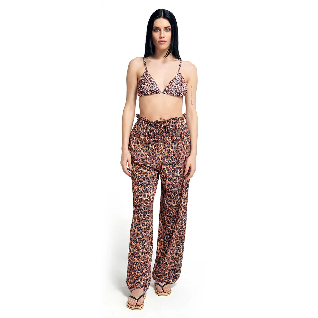 Pantaloni Donna Wilde for Leopard Lunga Dua Marrone - Image 2