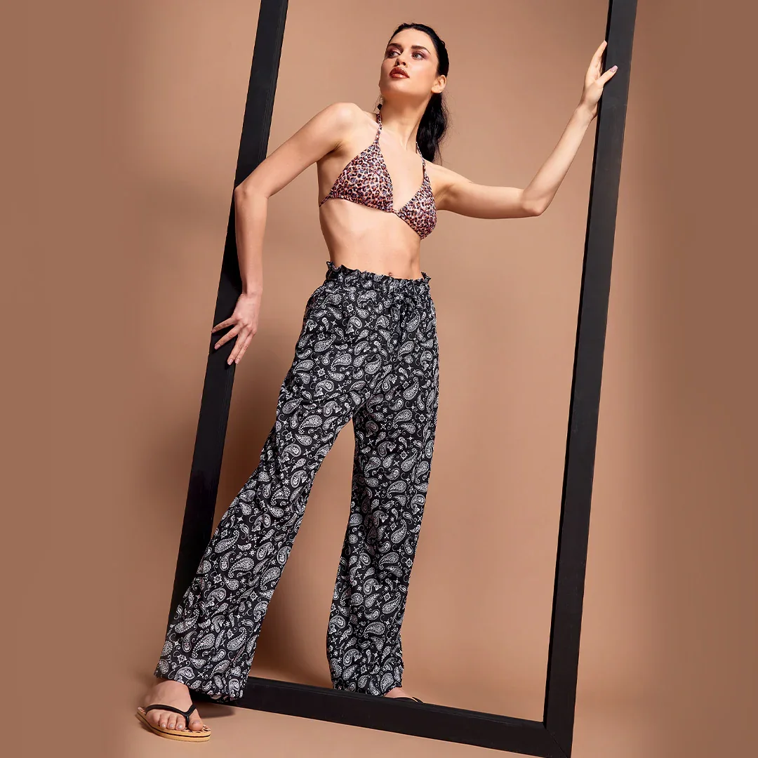 Pantaloni Donna Wilde for Leopard Lunga Dua Nero - Image 2