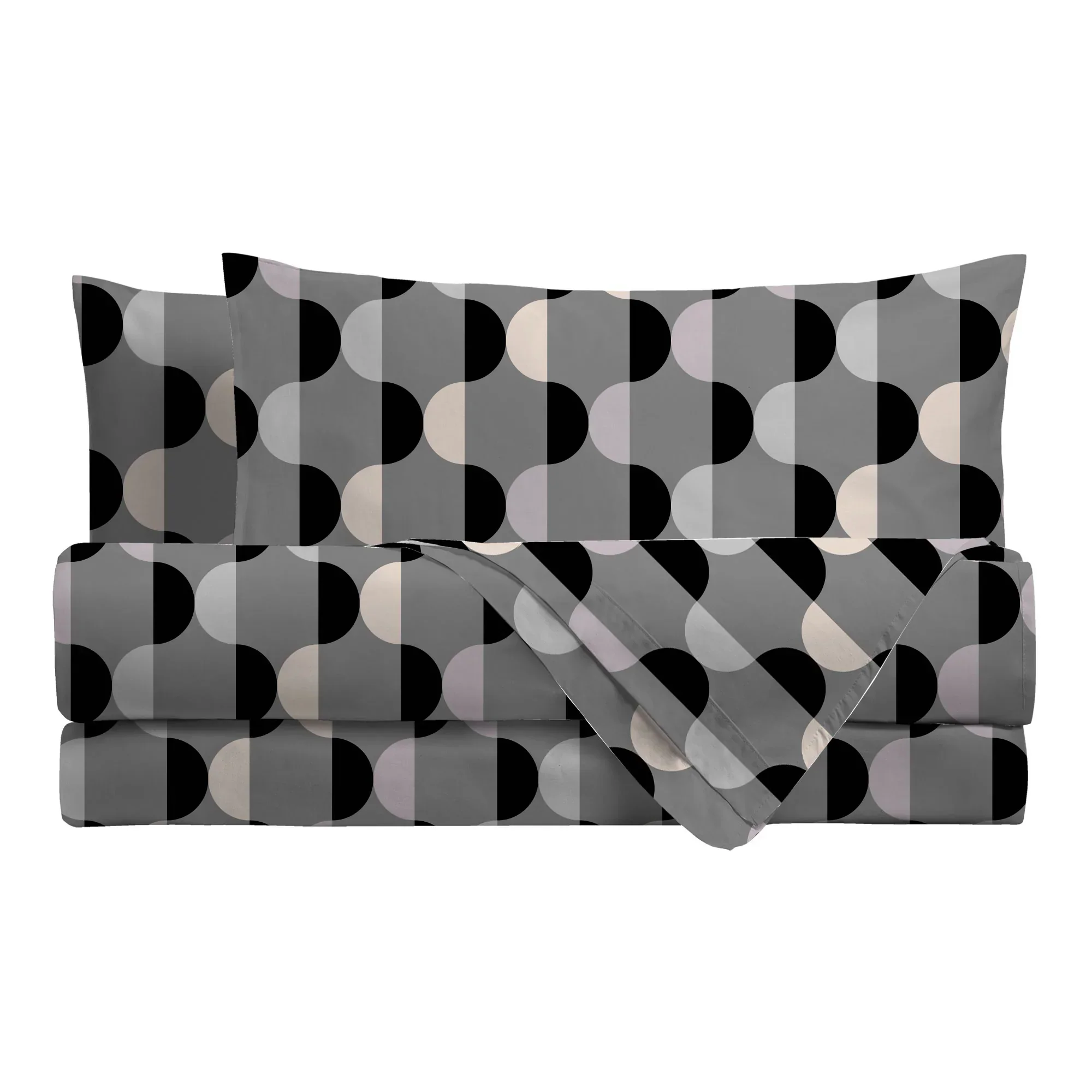 Parure Copripiumino Singolo in Cotone Contemporary - Fantasia Almrik Grigio - Image 2