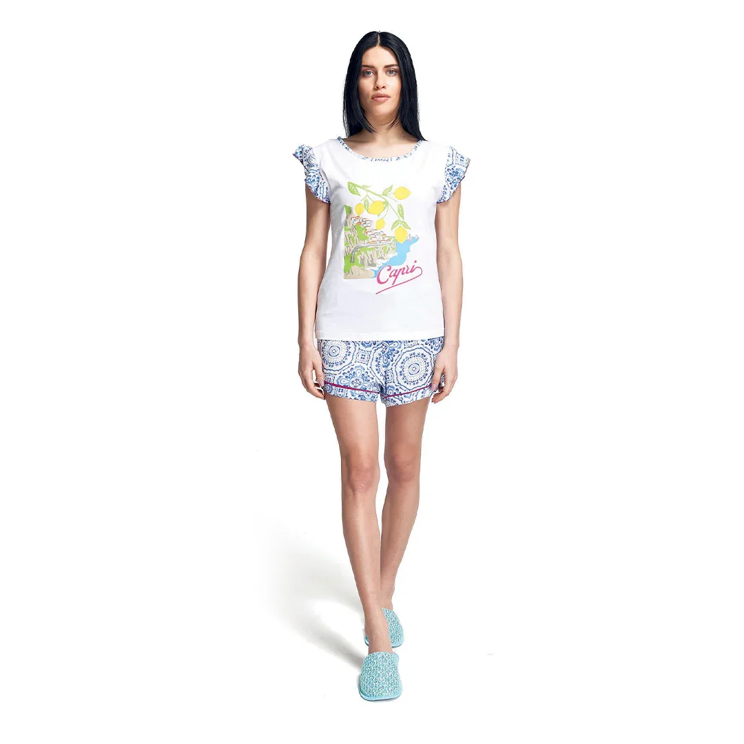Pigiama Corto Amalfi Coast Donna Annina Purple - Image 3