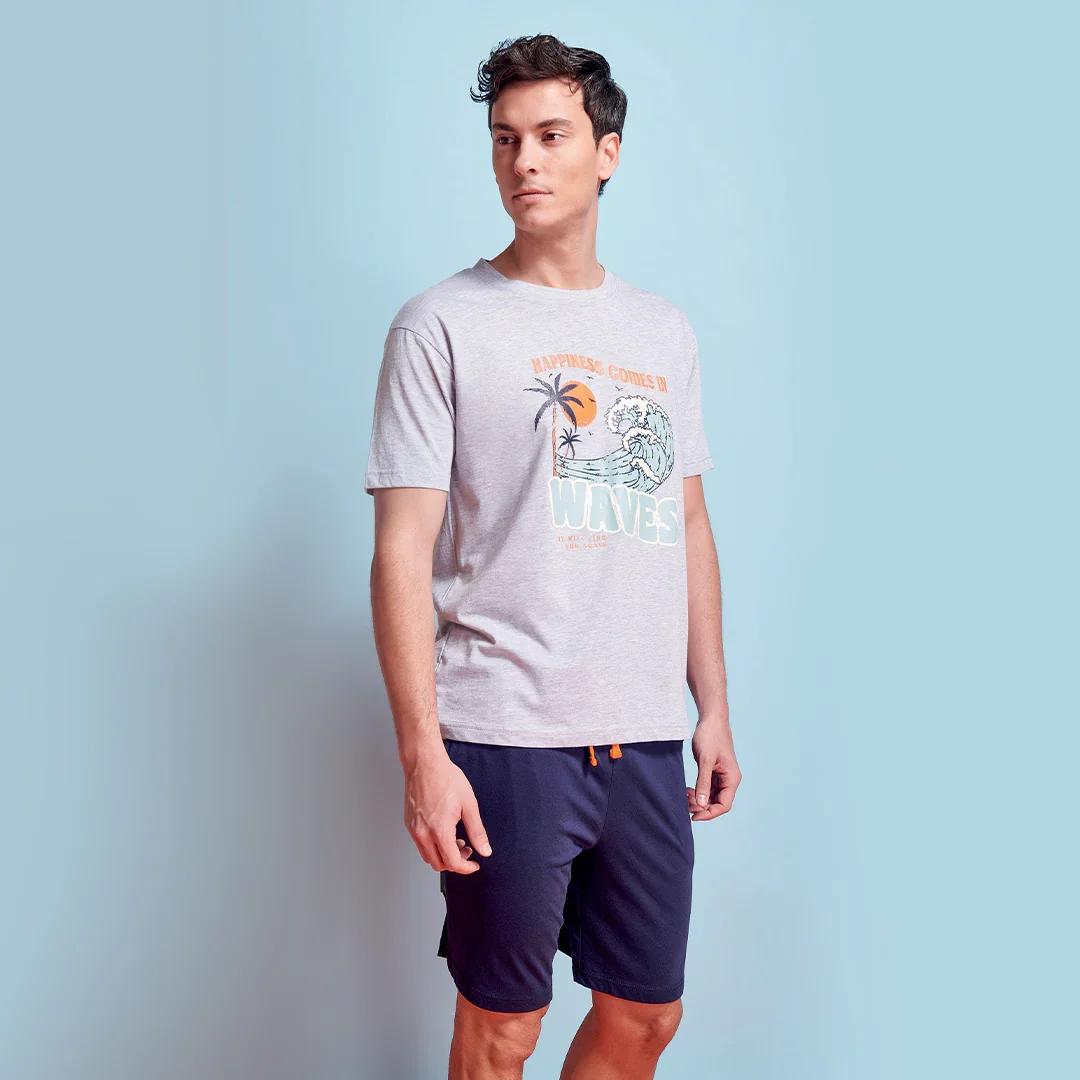 Pigiama da Uomo Corto Surf Rider Duke Grigio - Image 2