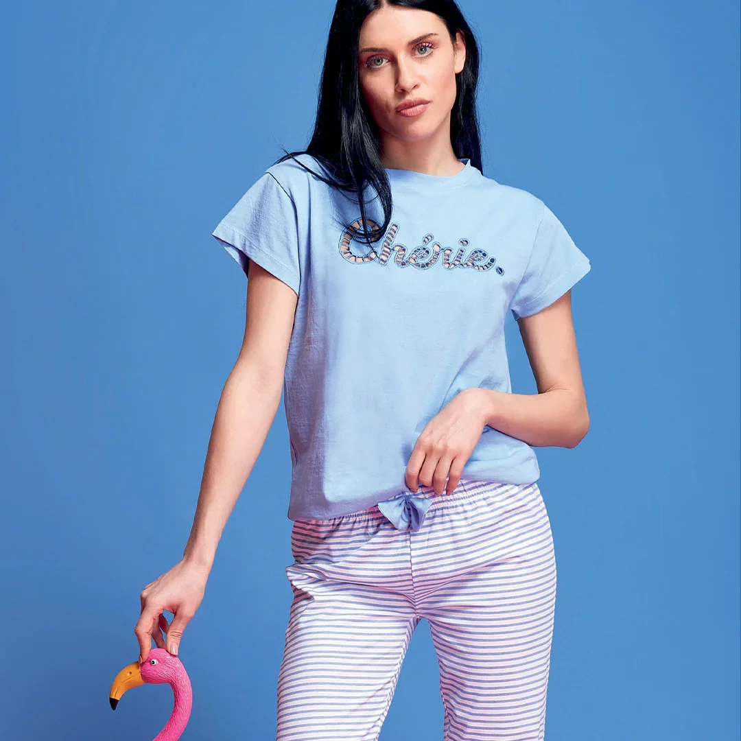 Pigiama Lungo da Donna Cherie Juliana Blu - Image 2