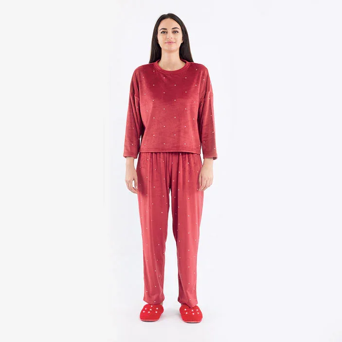 Pigiama Lungo Donna Bertilla Bordeaux