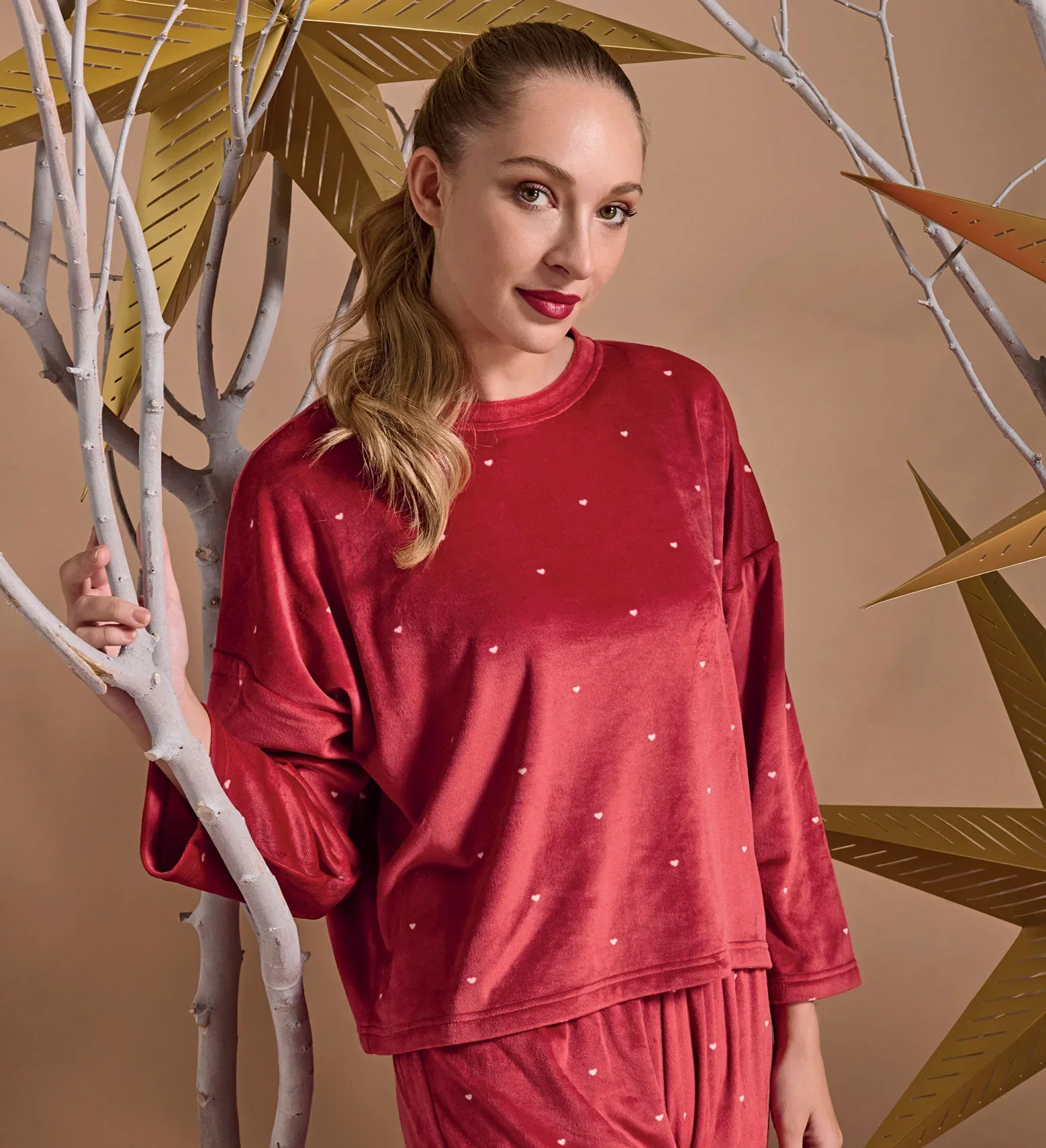 Pigiama Lungo Donna Bertilla Bordeaux - Image 3