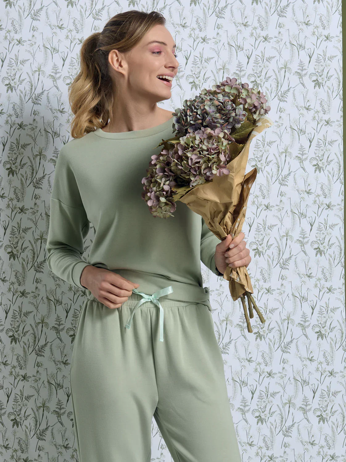 Pigiama Lungo Donna Sabina Light Verde - Image 3