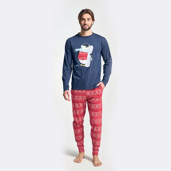 Pigiama Lungo Uomo Albano Blue Melange