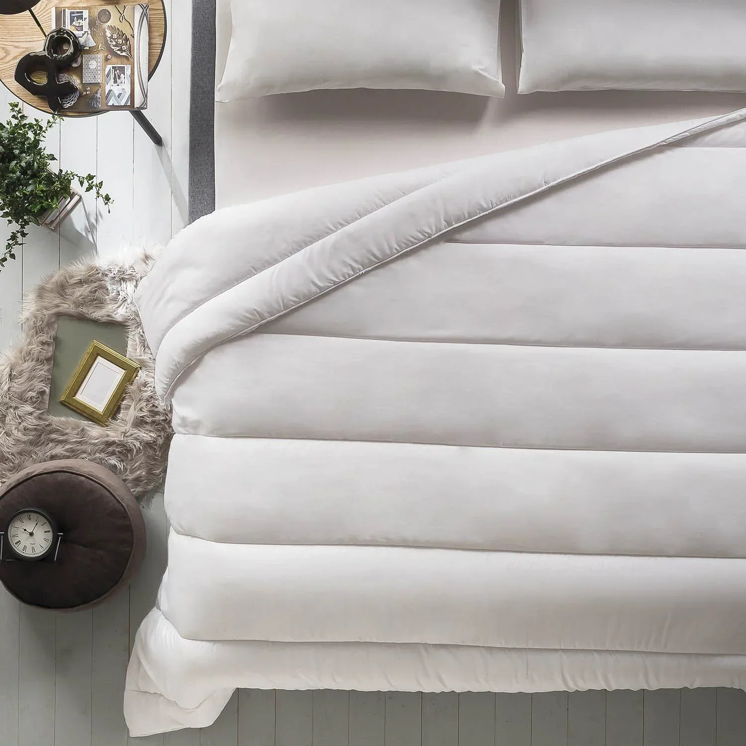 Piumino Anallergico Basic Sistema Letto Essence Matrimoniale 250x200 Tinta Unita White - Image 2