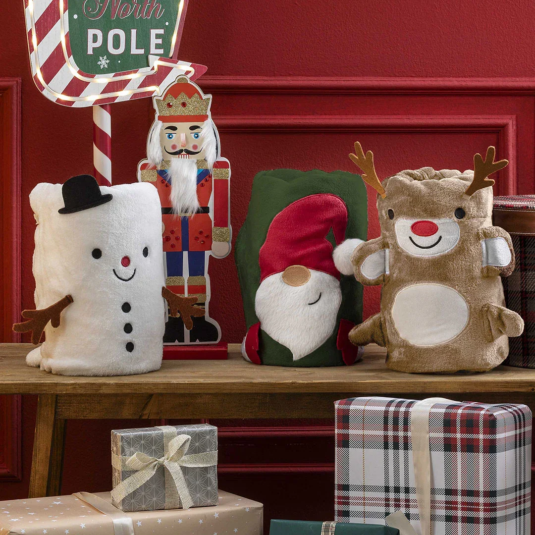 Plaid 120x160 cm Cute Pyrenees Present Santa Claus Red - Image 2