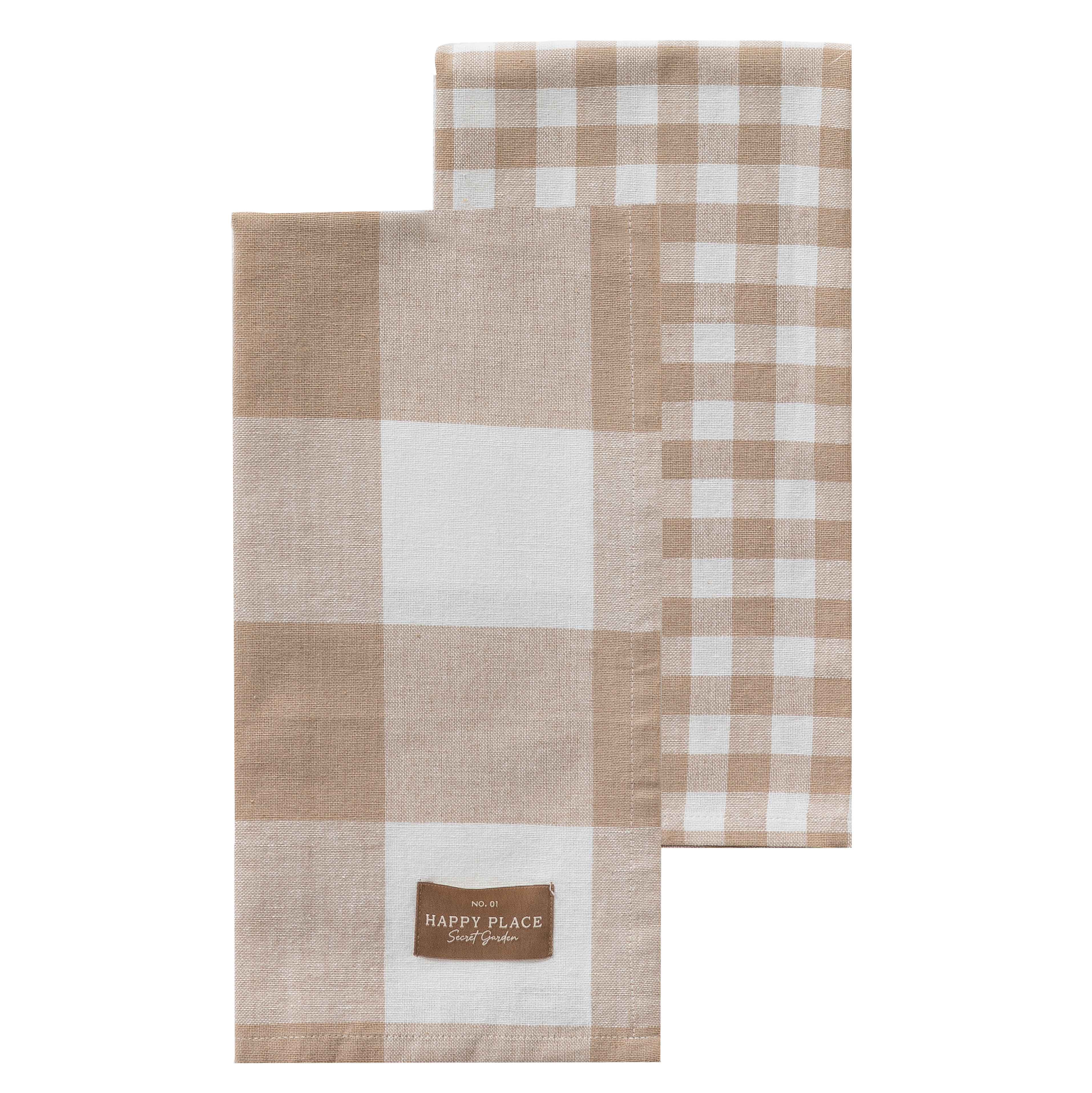 Set 2 Strofinacci Secret Garden 45x65 cm Vichy Beige